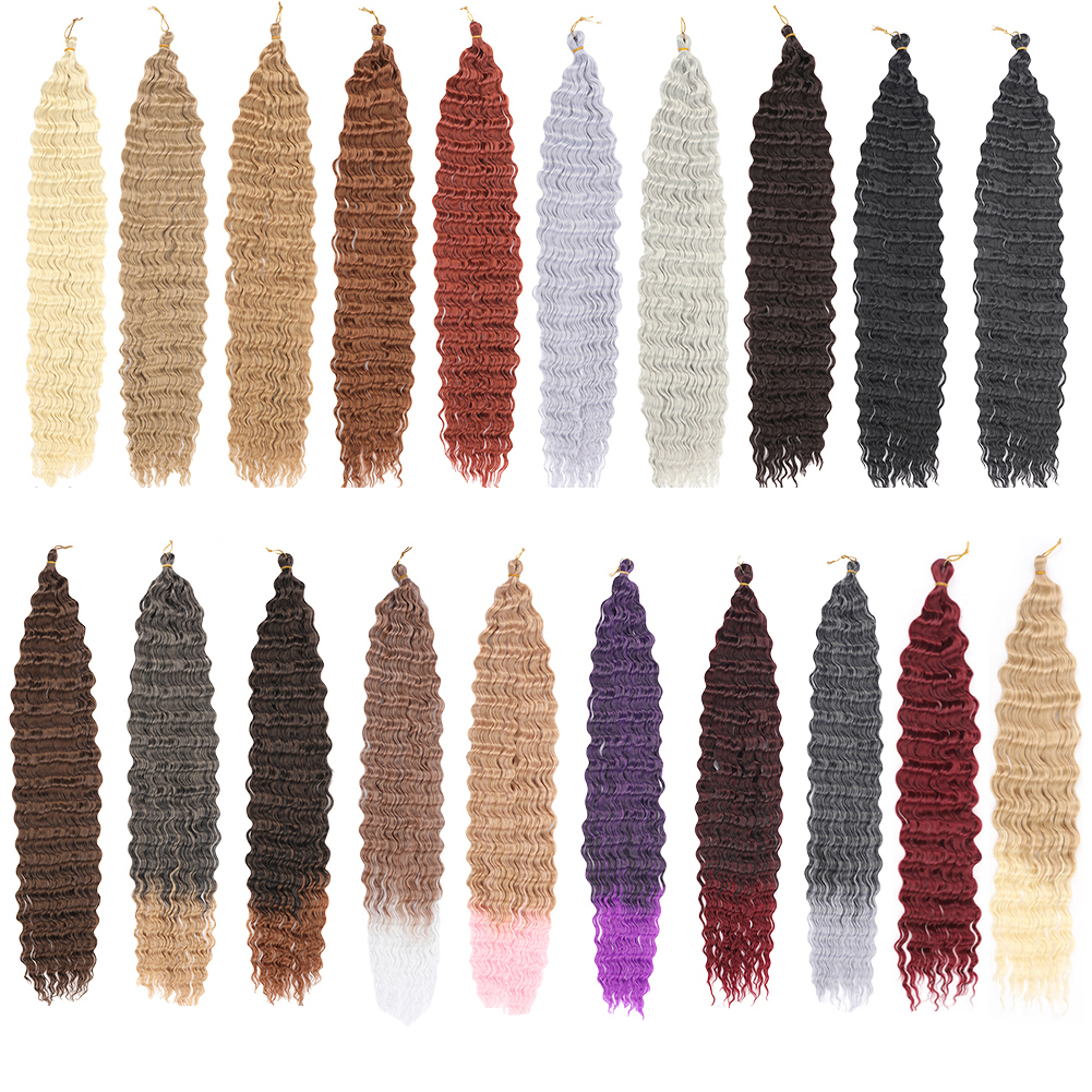 Wholesale & Custom 30&22 Inch Deep Wave Braiding Hair, Pre-Divided Synthetic Deep Wave Crochet Hair Extensions