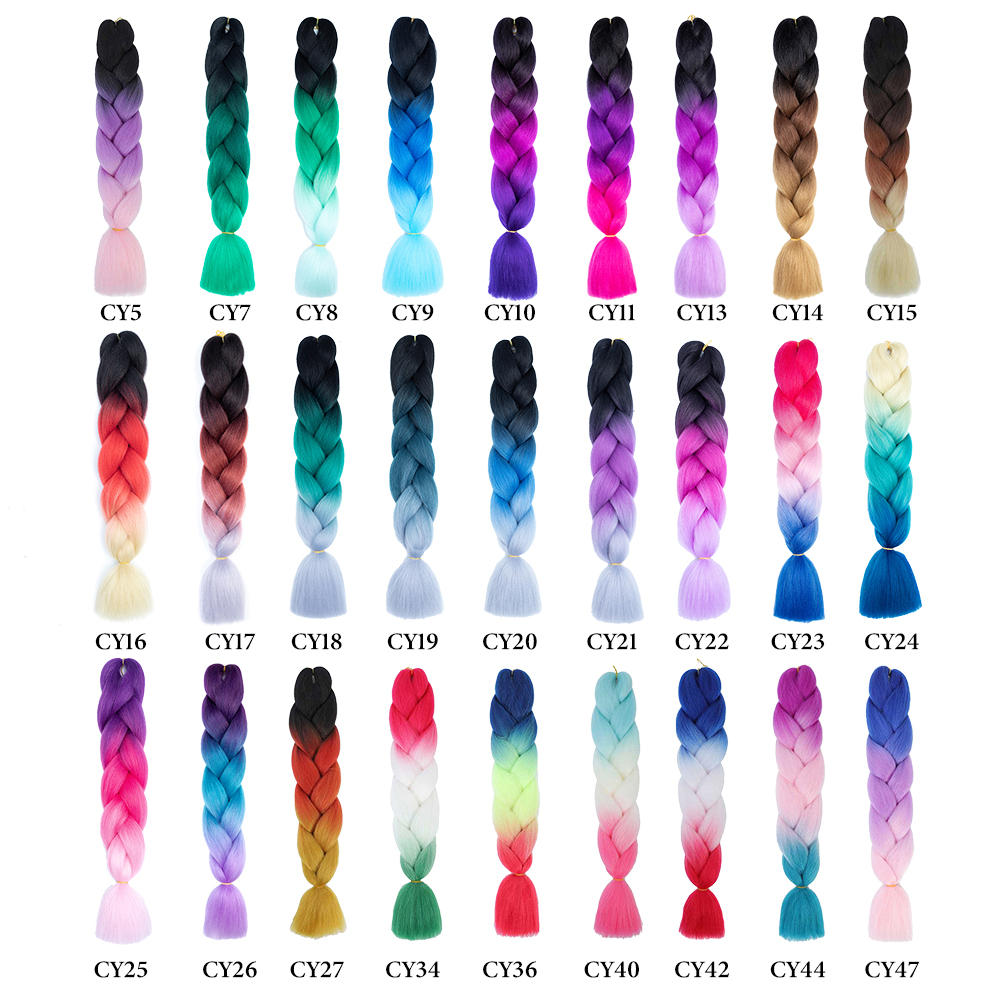 Wholesale & Custom Ombre Jumbo Braiding Hair, 24 Inch Yaki Texture Heat Resistant Synthetic Braiding Hair Extensions