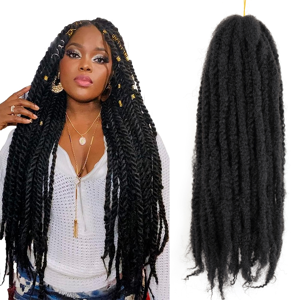 Wholesale & Custom 18 Inch Marley Twist Braiding Hair, Afro Kinky Synthetic Hair for Twists & Braids