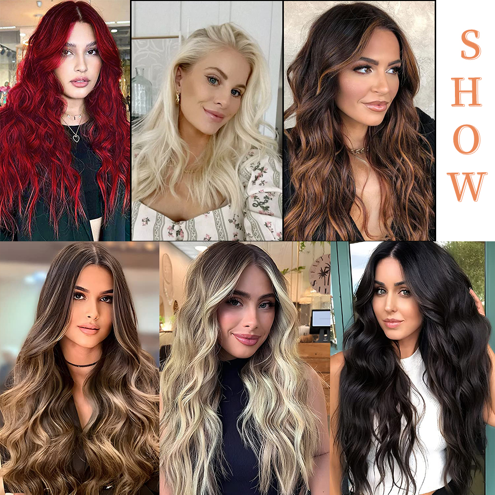 Wholesale & Custom 4PCS Wavy Clip in Hair Extensions, Premium Synthetic Clip-on Hair Extensions with Breathable Lace Base