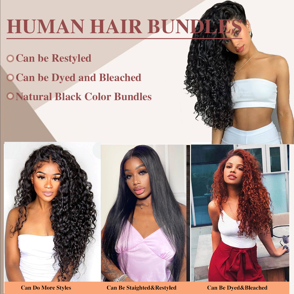 Wholesale & Custom Water Wave Human Hair Bundles 100% Virgin Human Hair Extensions Natural Black