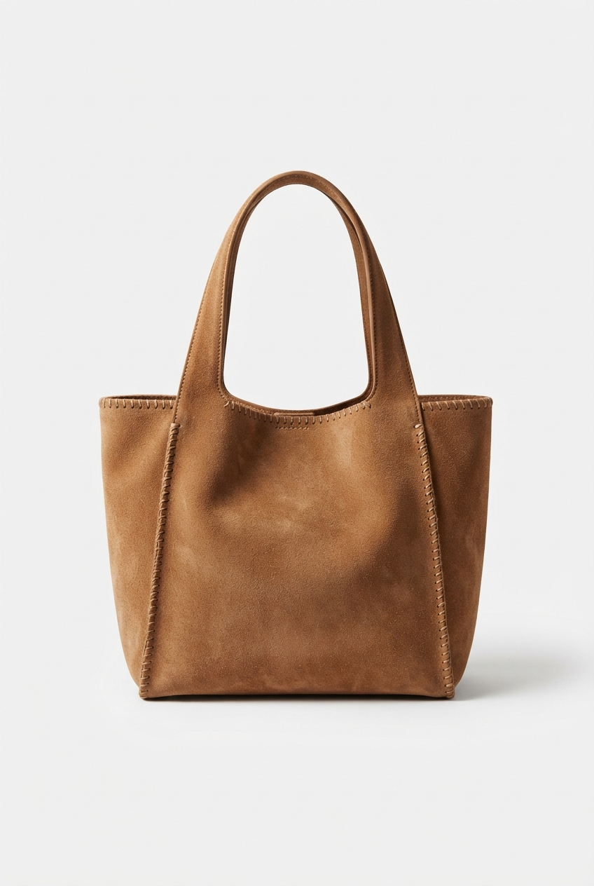 Moccasin PU leather structured work tote bag