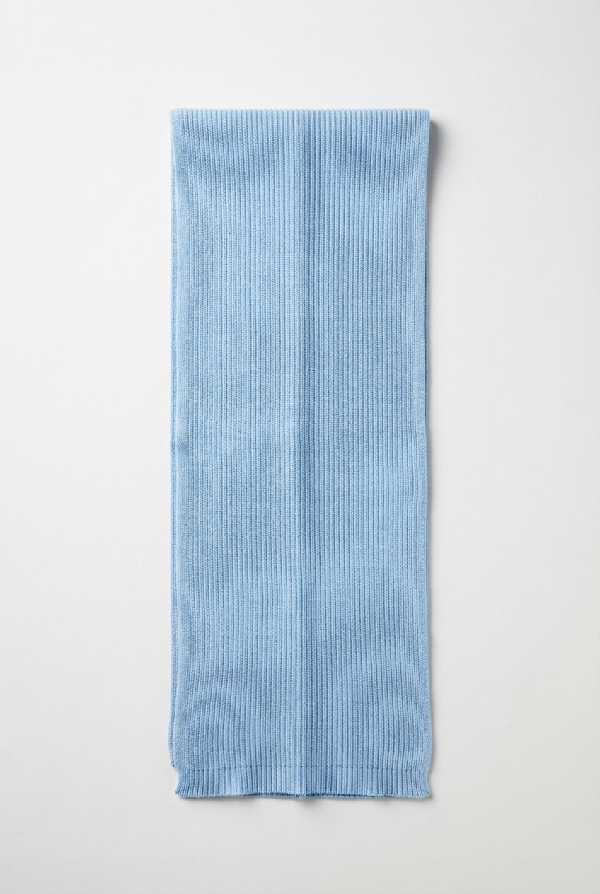 Light blue rib-knit winter scarf
