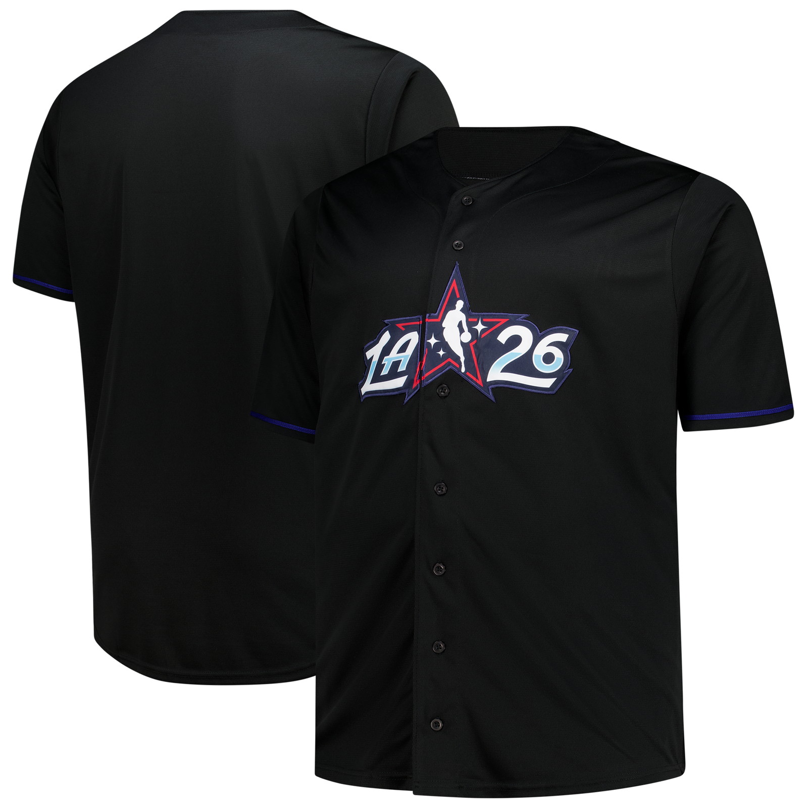 2026 NBA All-Star Game Big & Tall Full-Button Jersey Black - front view