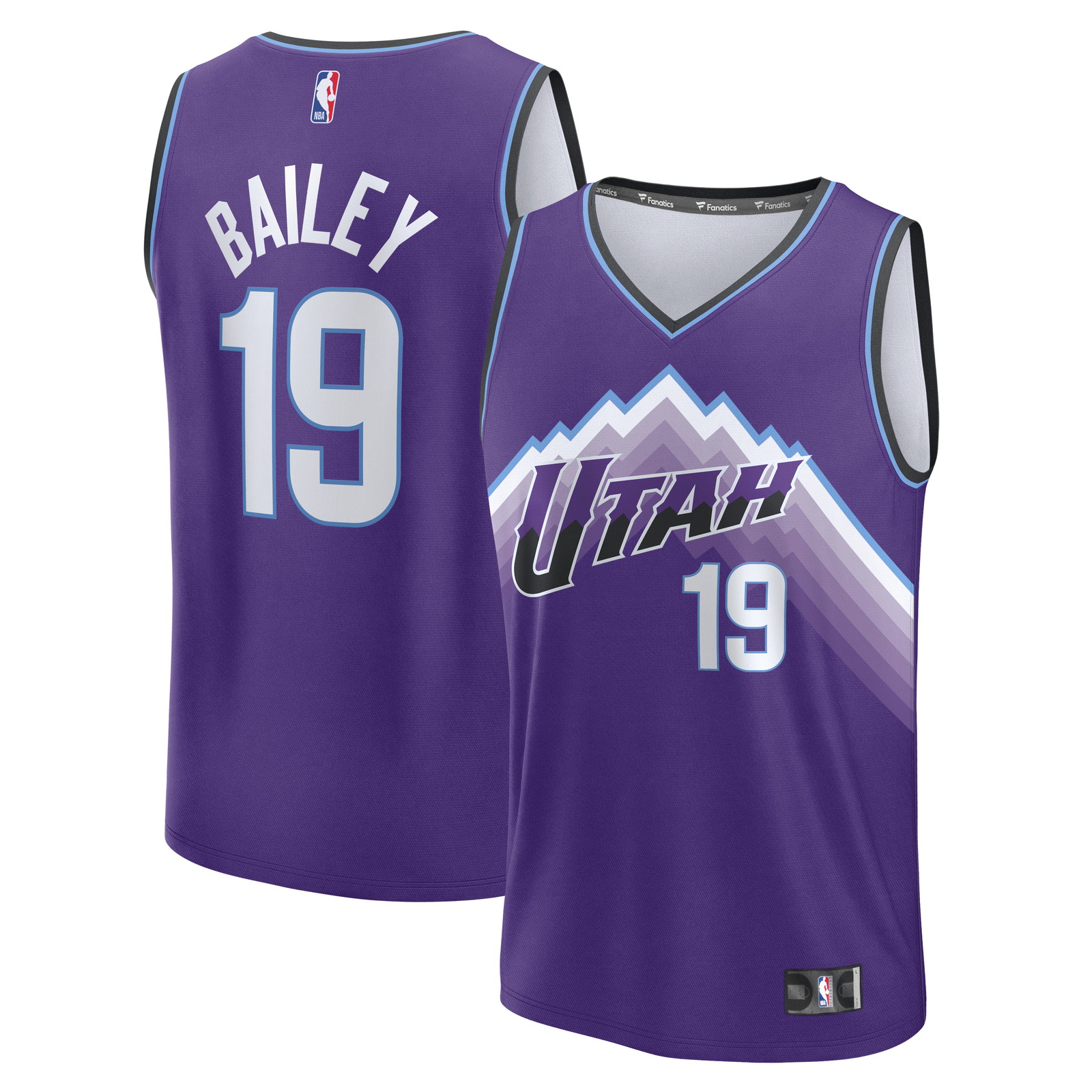 Ace Bailey Utah Jazz Fast Break Fan Version Jersey Purple Icon Edition - front and back view