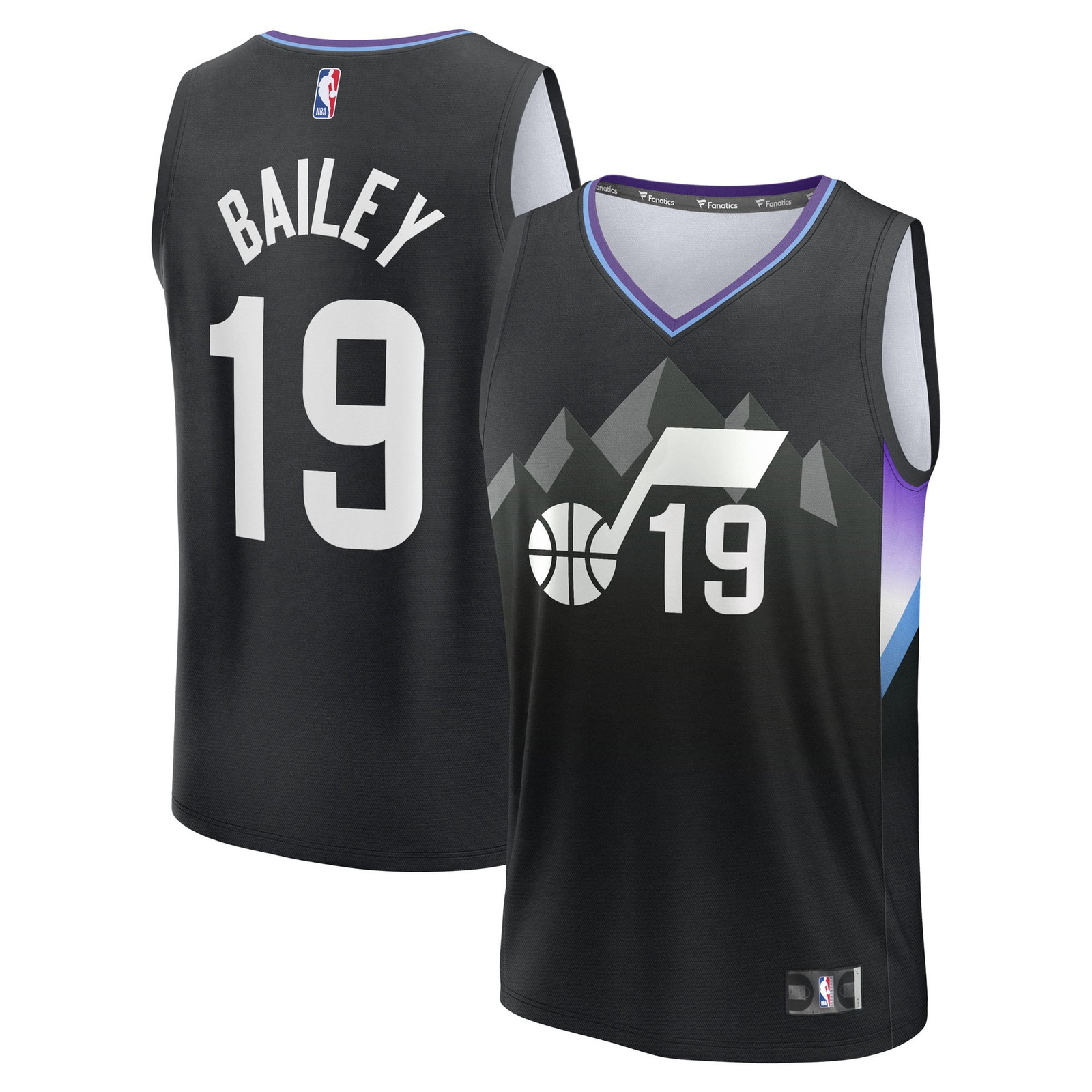 Ace Bailey Utah Jazz 2025 NBA Draft First Round Pick Fast Break Fan Version - front and back view
