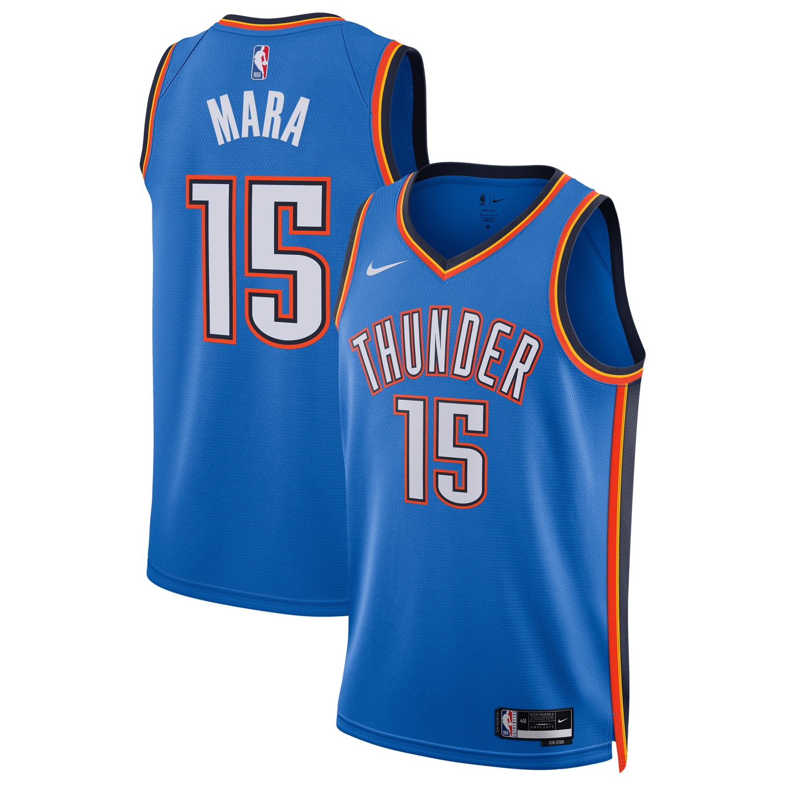 Aday Mara Oklahoma City Thunder Unisex Swingman Jersey Icon Edition Blue - front and back view