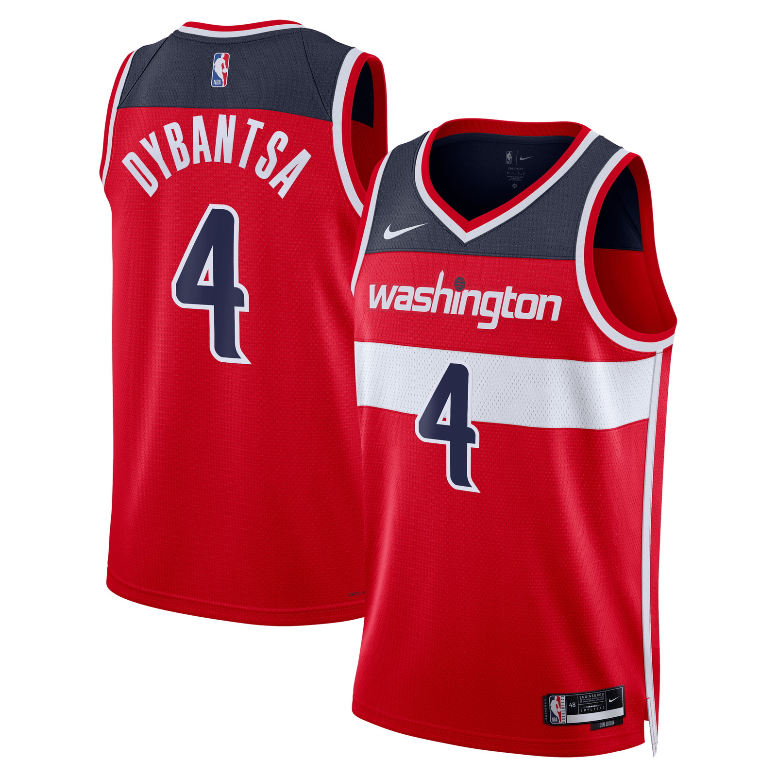 AJ Dybantsa Washington Wizards Unisex 2026 NBA Draft Swingman Jersey Icon - front and back view