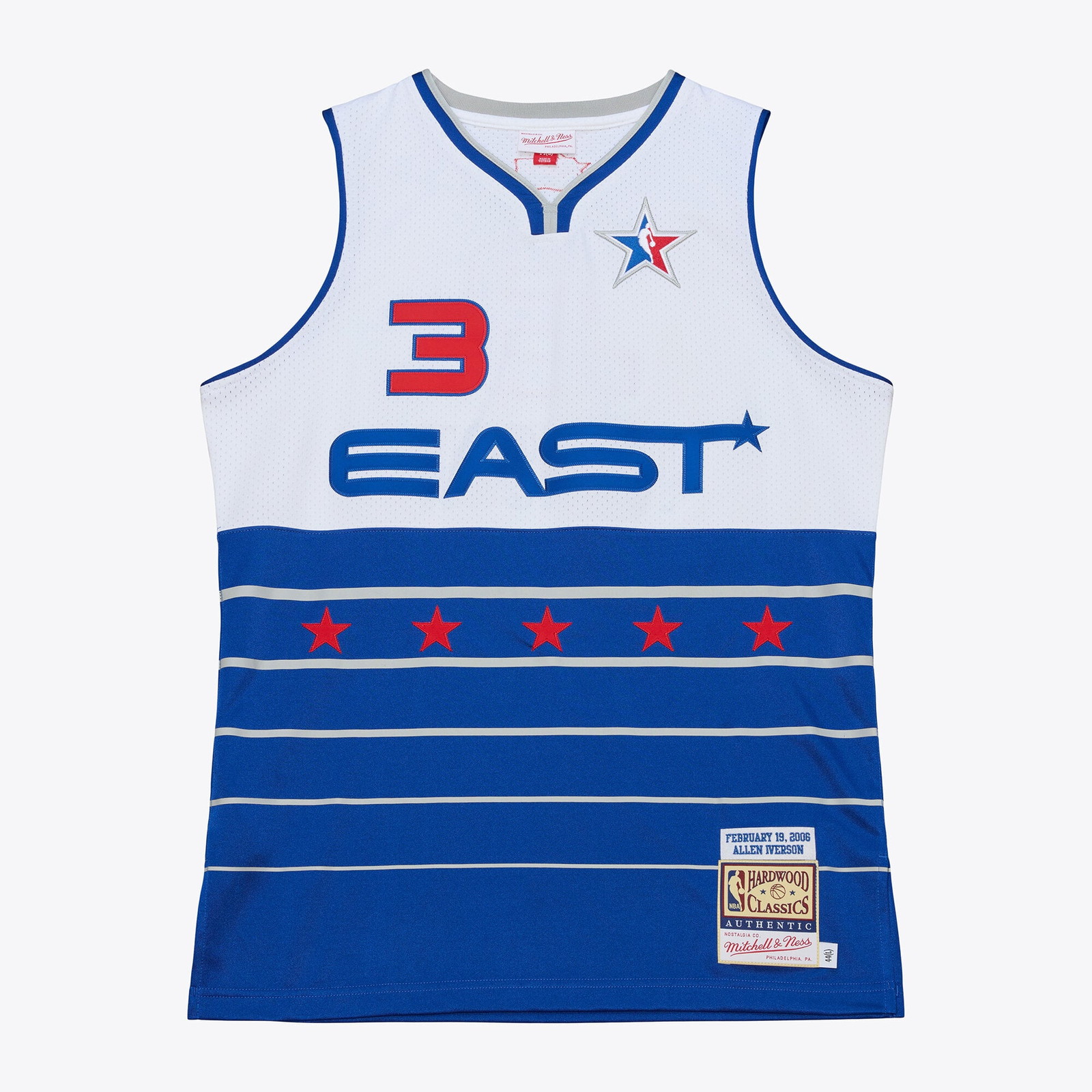 Allen Iverson 2006 NBA All-Star Game Pro Cut Jersey White/Blue - front and back view