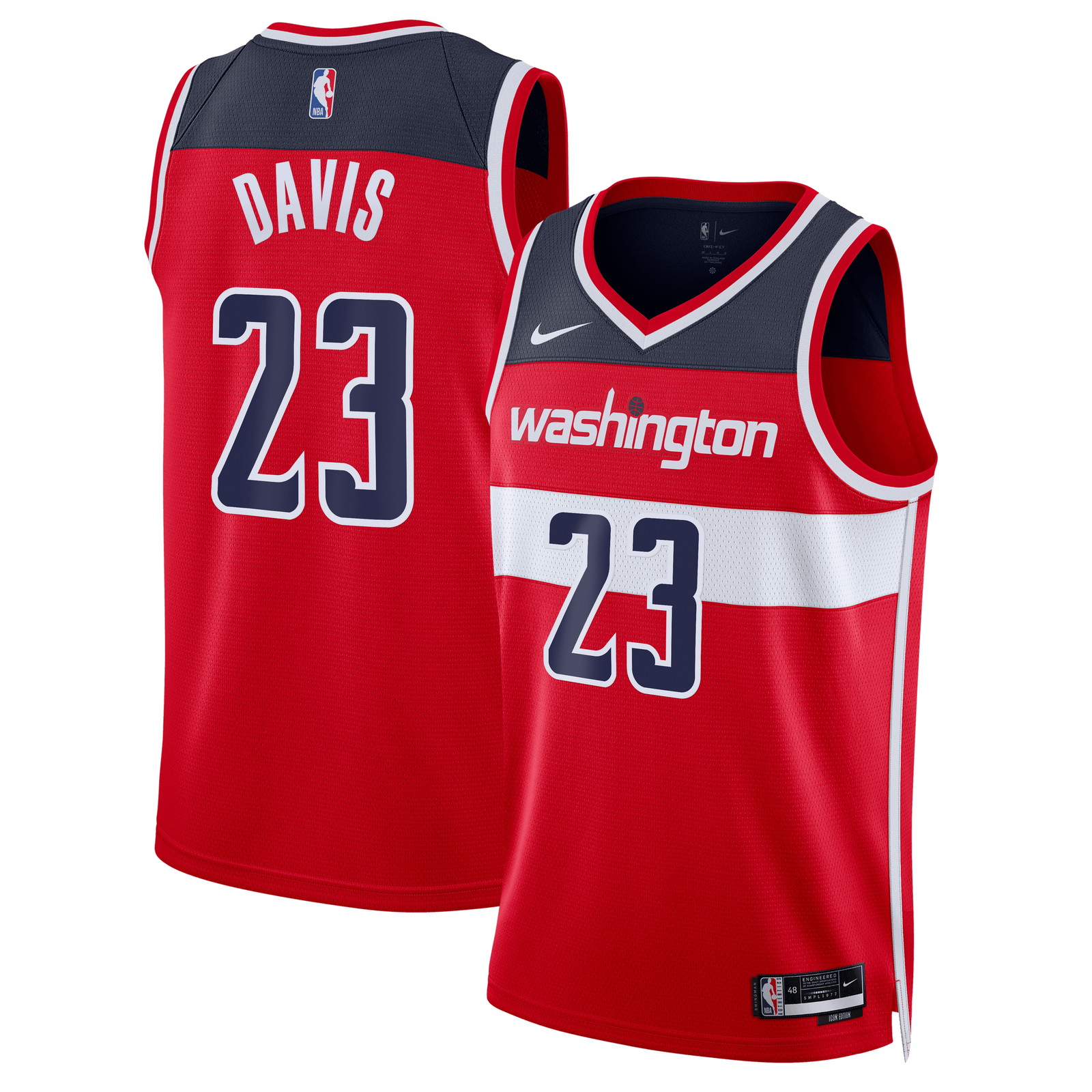 Anthony Davis Washington Wizards Unisex Swingman Jersey Icon Edition Red - front and back view