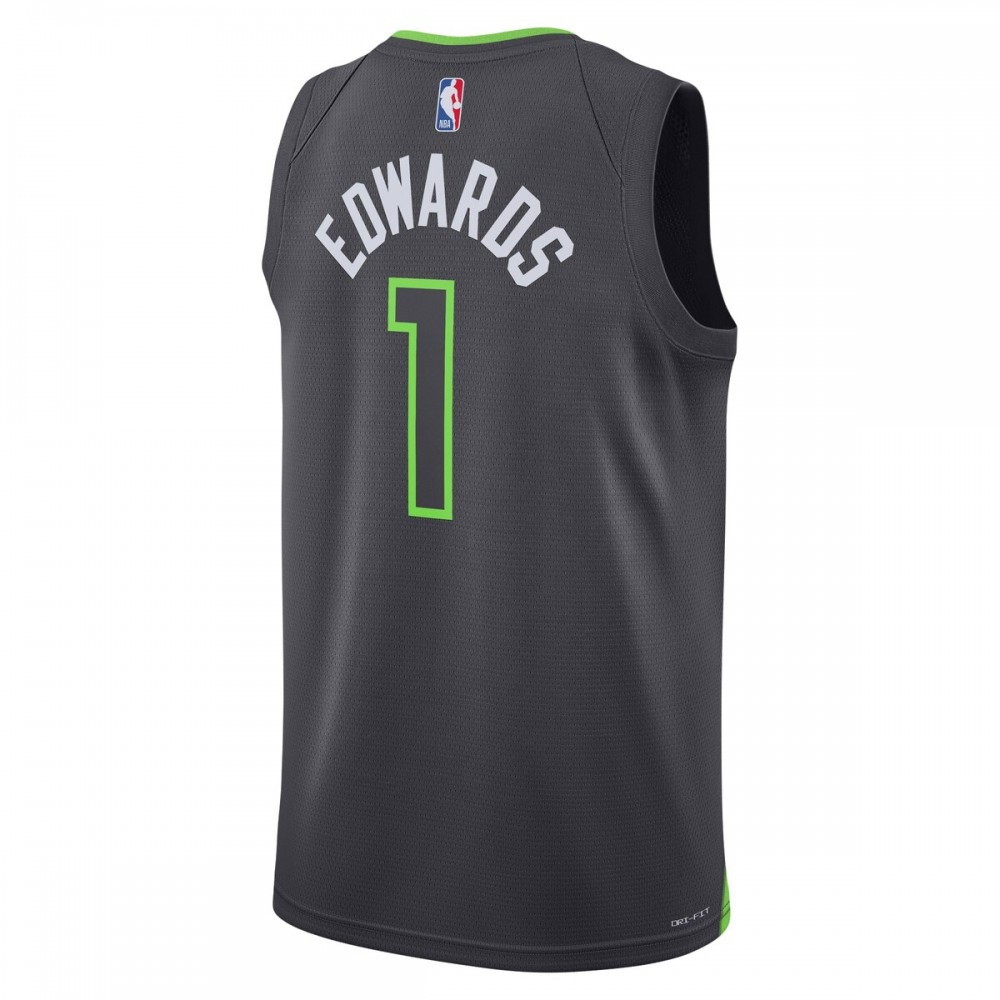 Anthony Edwards Minnesota Timberwolves 2022/23 Statement Edition Swingman Black Jersey - back view