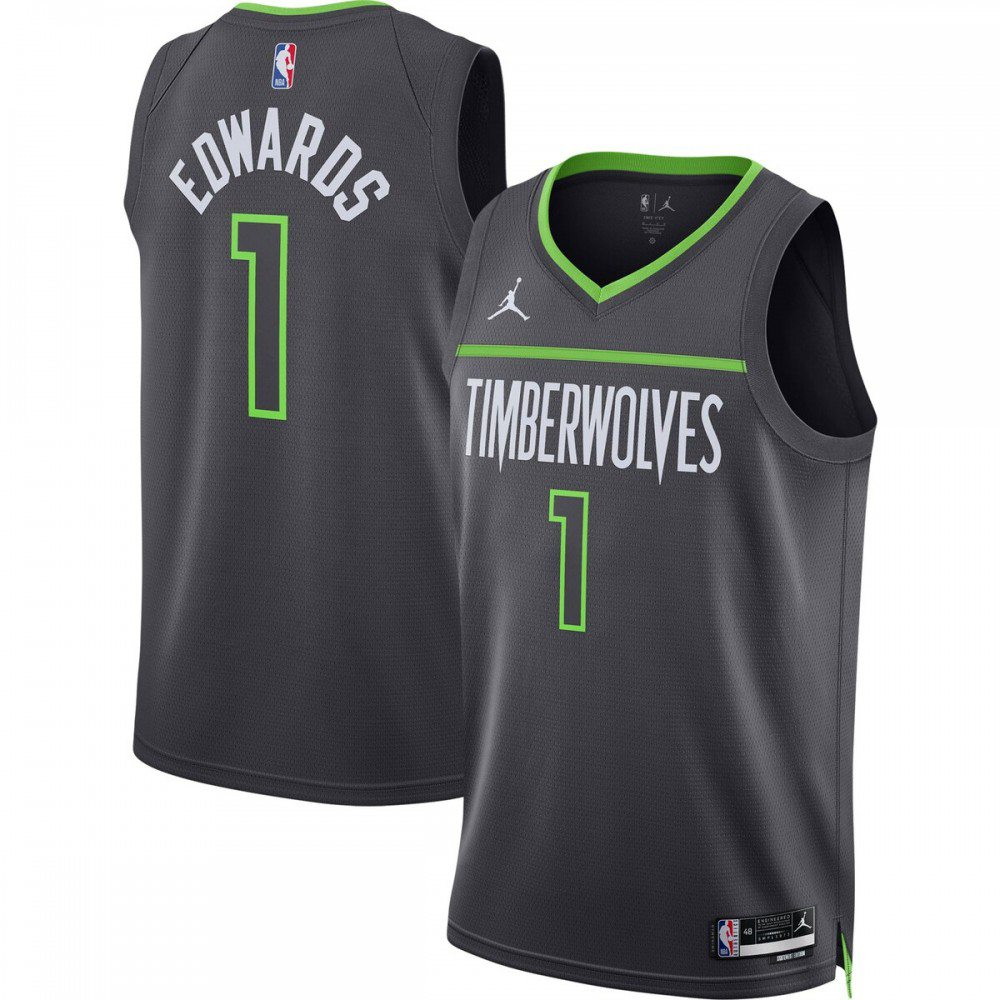 Anthony Edwards Minnesota Timberwolves 2022/23 Statement Edition Swingman Black Jersey - front view