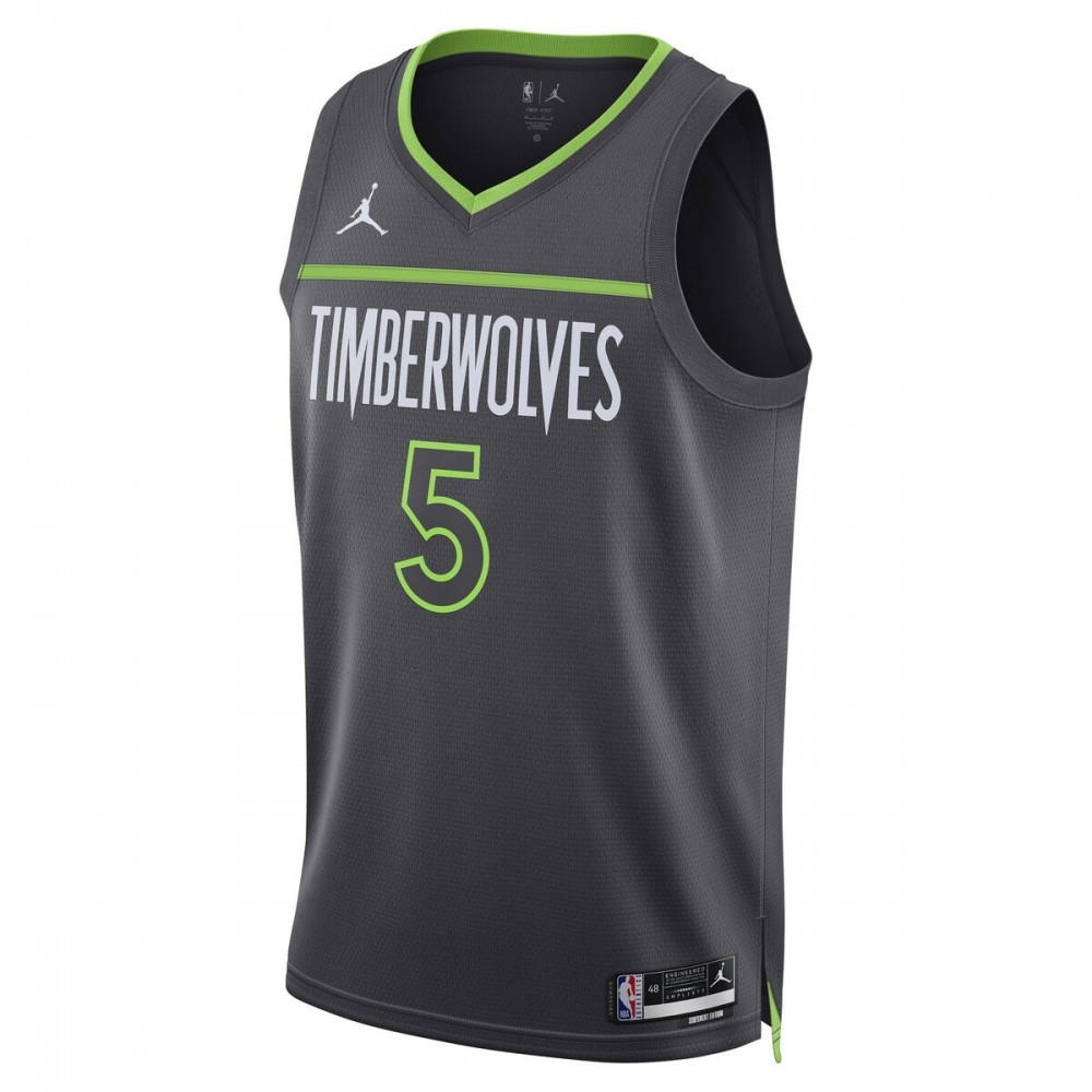 Anthony Edwards Minnesota Timberwolves Unisex Swingman Black Jersey Statement - second front view