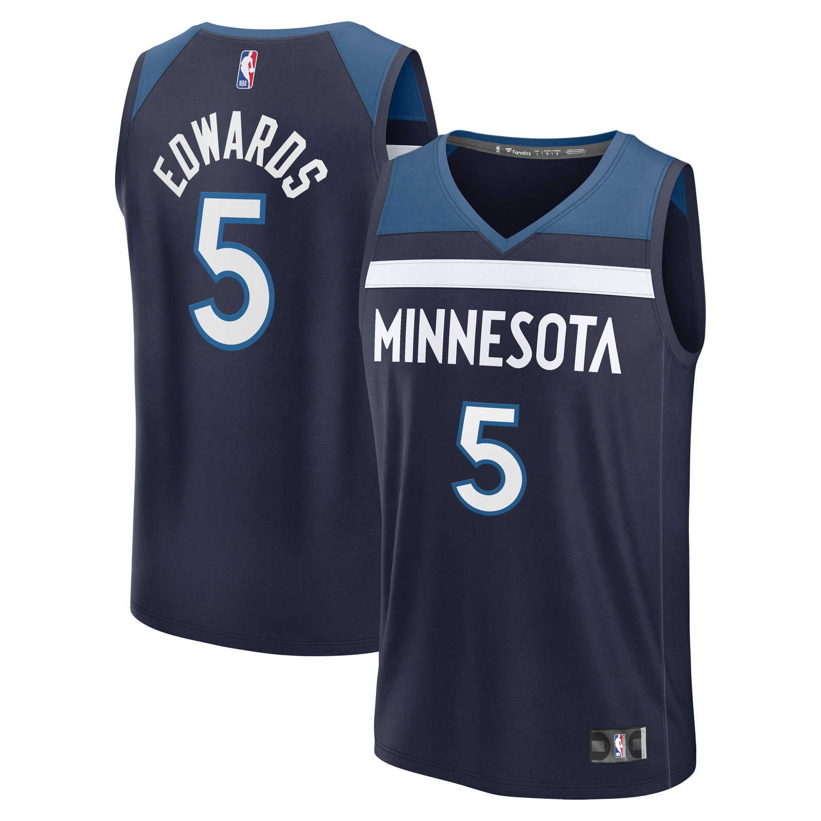 Anthony Edwards Minnesota Timberwolves Youth Fast Break Fan Version Player - front and back view