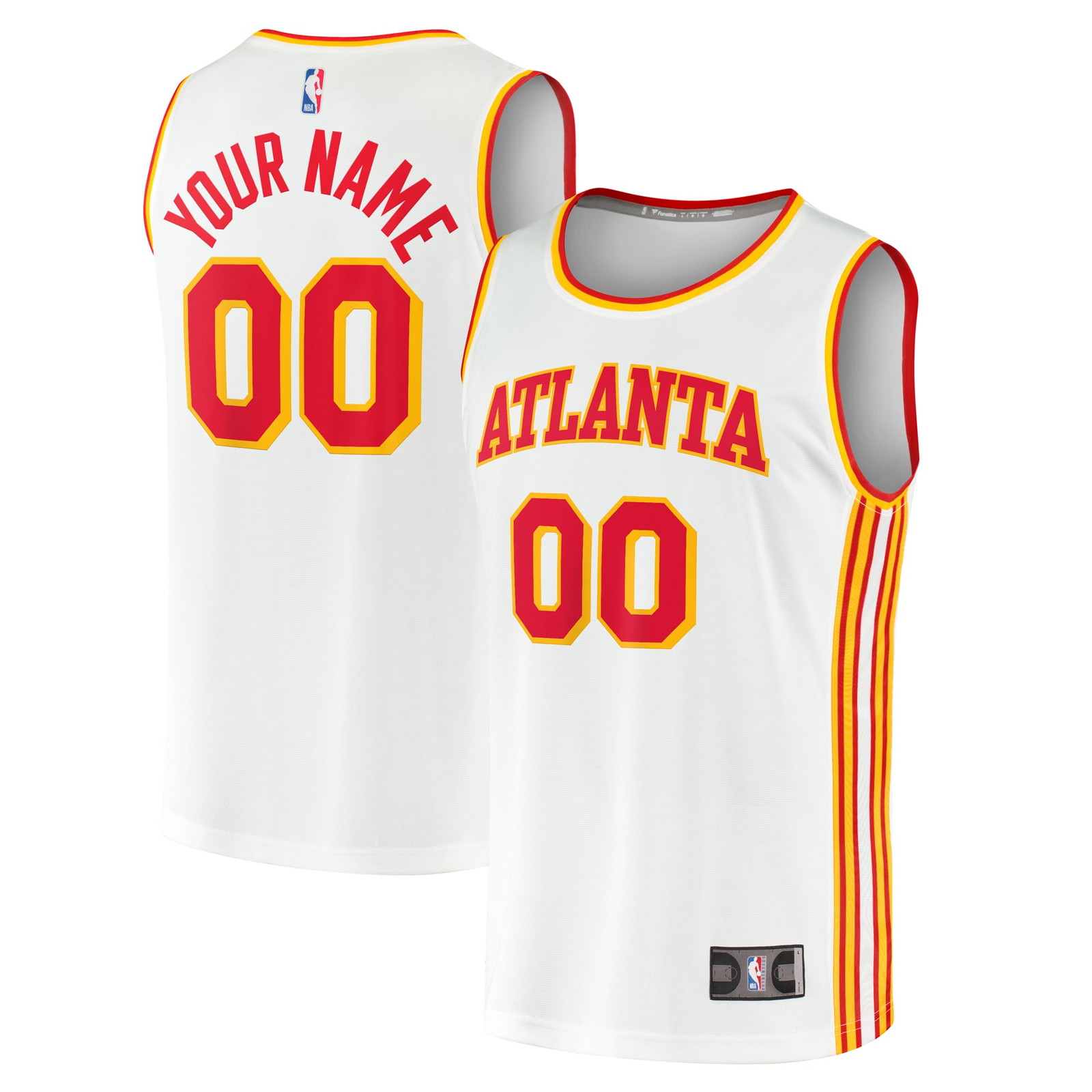 Atlanta Hawks Fast Break Custom Fan Version Jersey Association Edition White - front and back view
