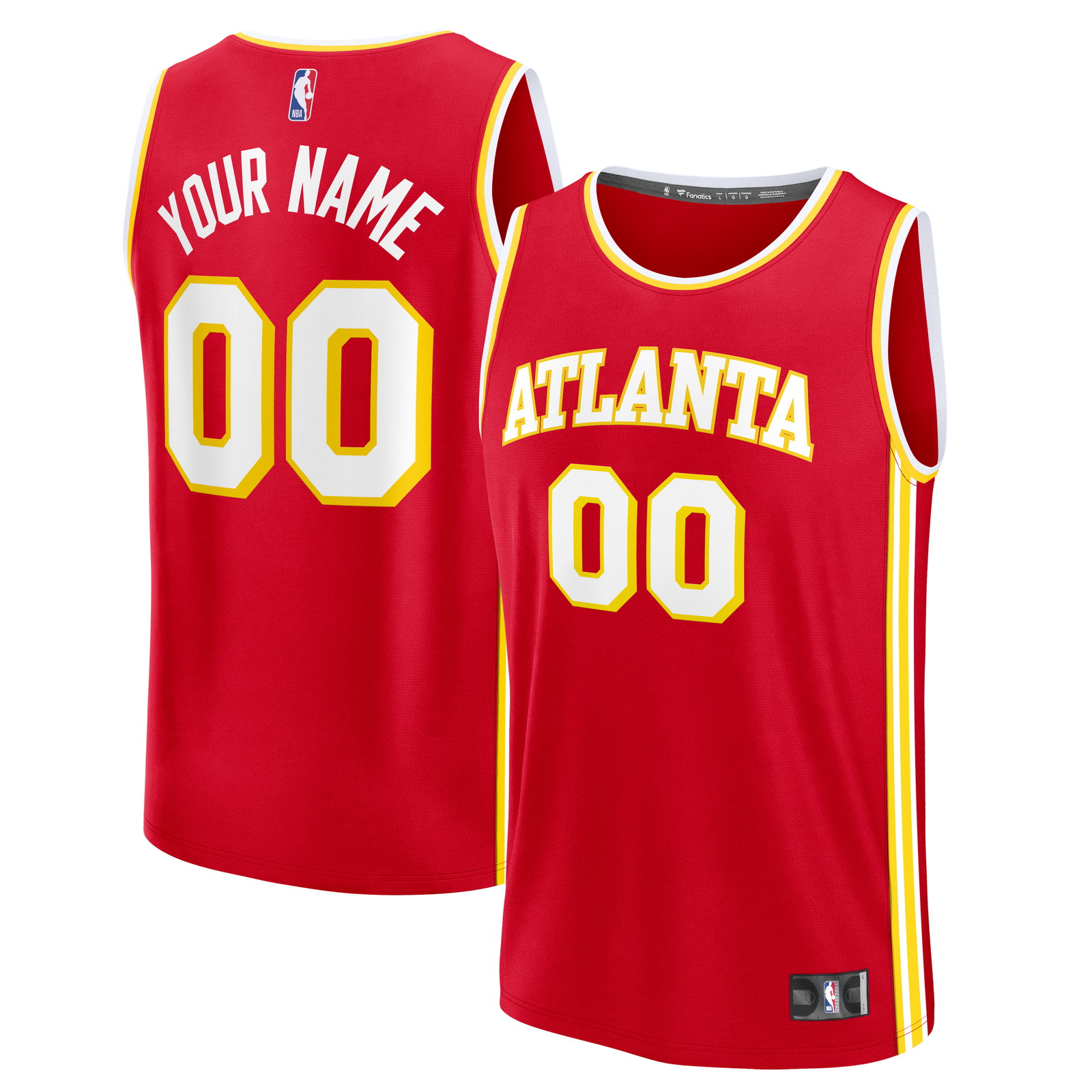 Atlanta Hawks Fast Break Custom Jersey Icon Edition Red - front and back view