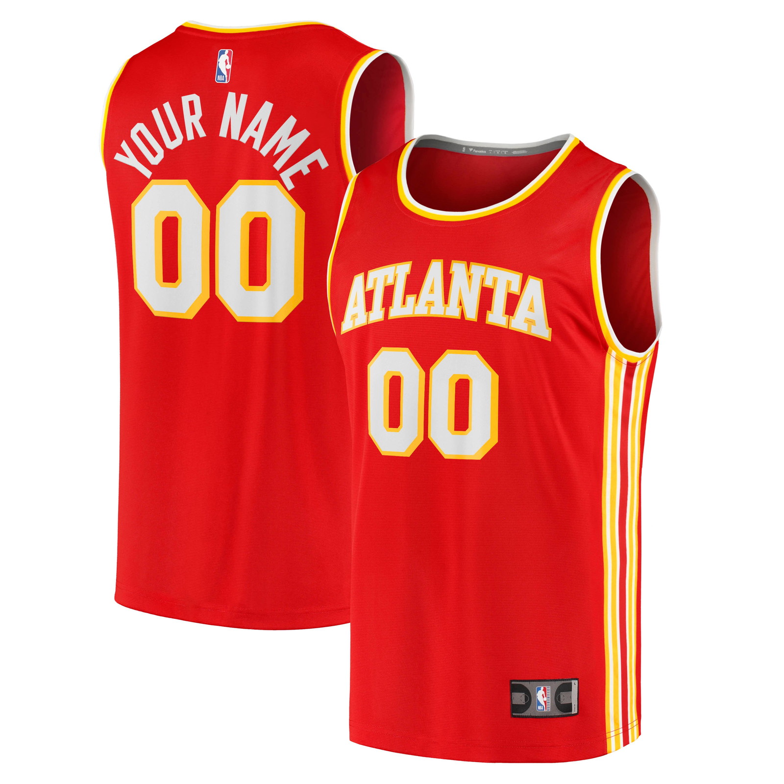 Atlanta Hawks Fast Break Fan Version Custom Jersey Icon Edition Red - front and back view