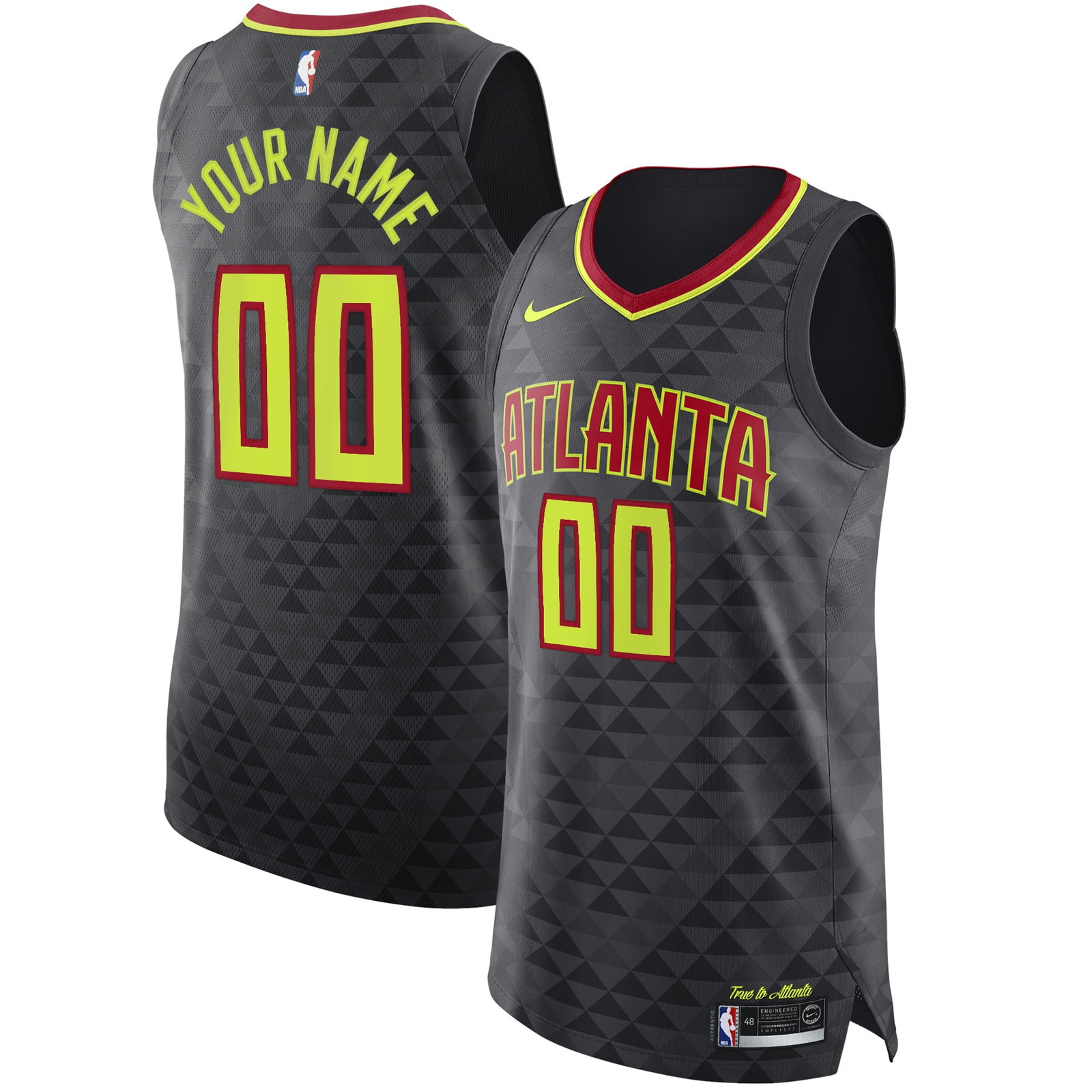 Atlanta Hawks Pro Cut Custom Jersey Black Icon Edition - front and back view