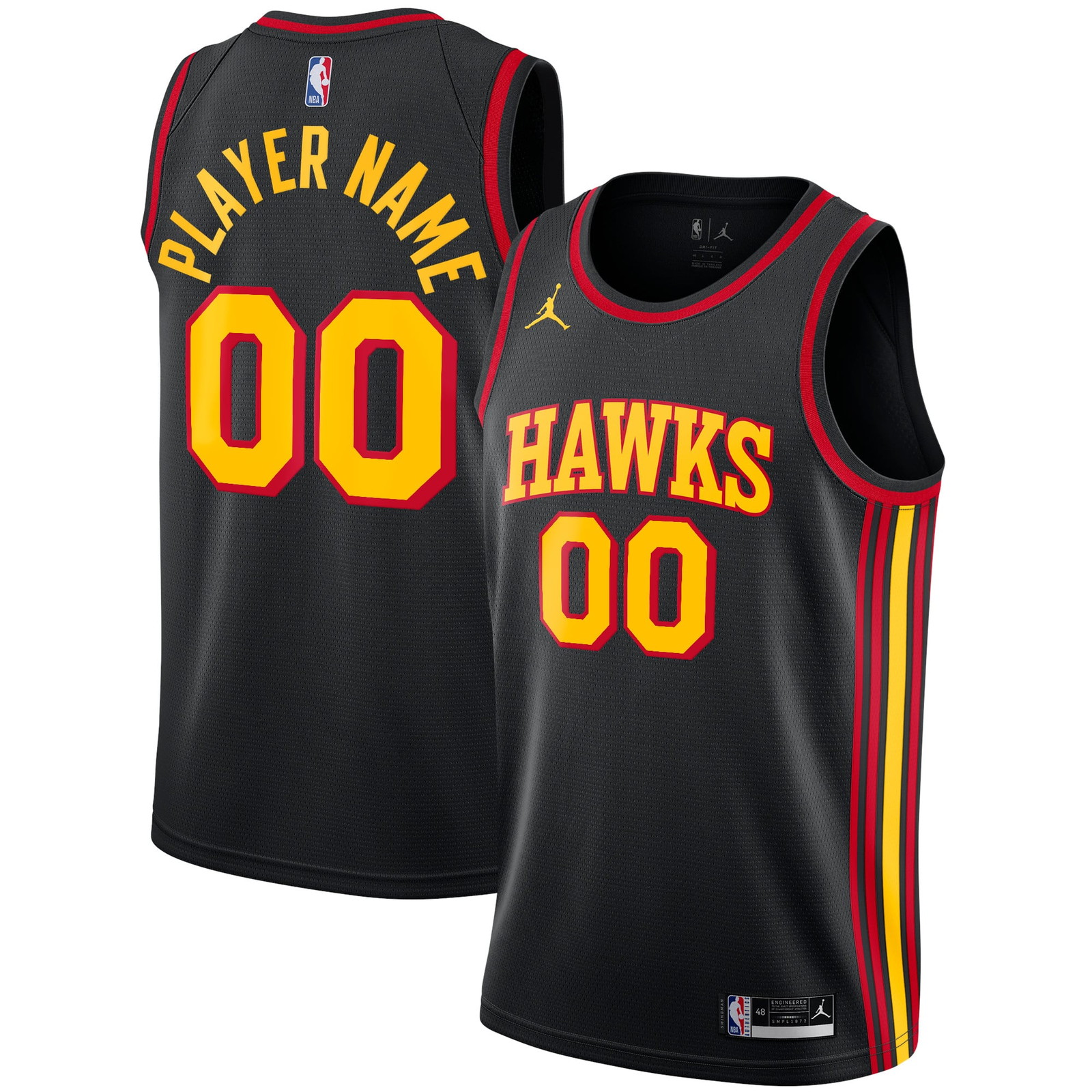 Atlanta Hawks Swingman Custom Jersey Statement Edition Black - front and back view