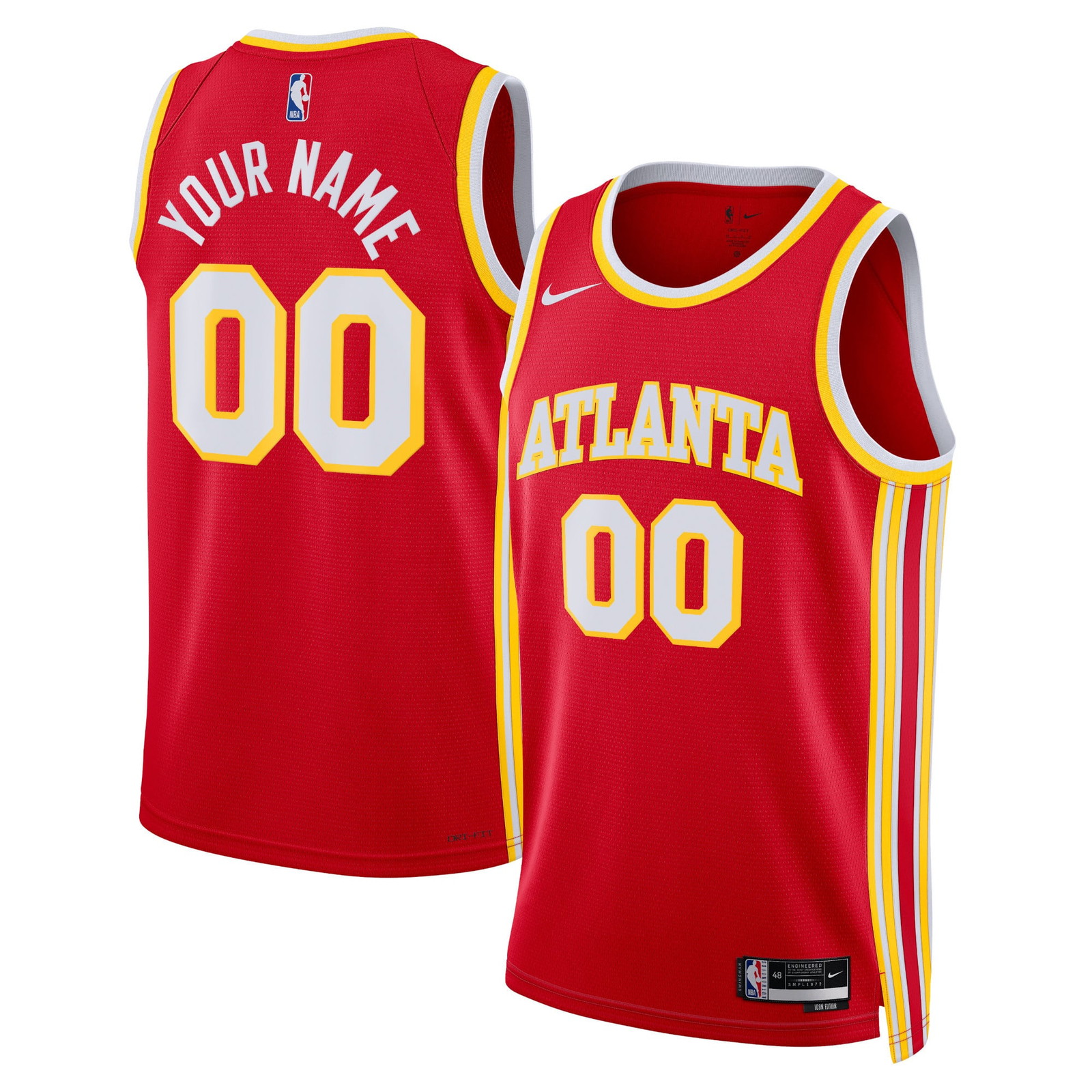 Atlanta Hawks Unisex Swingman Custom Jersey Red Icon Edition - front and back view
