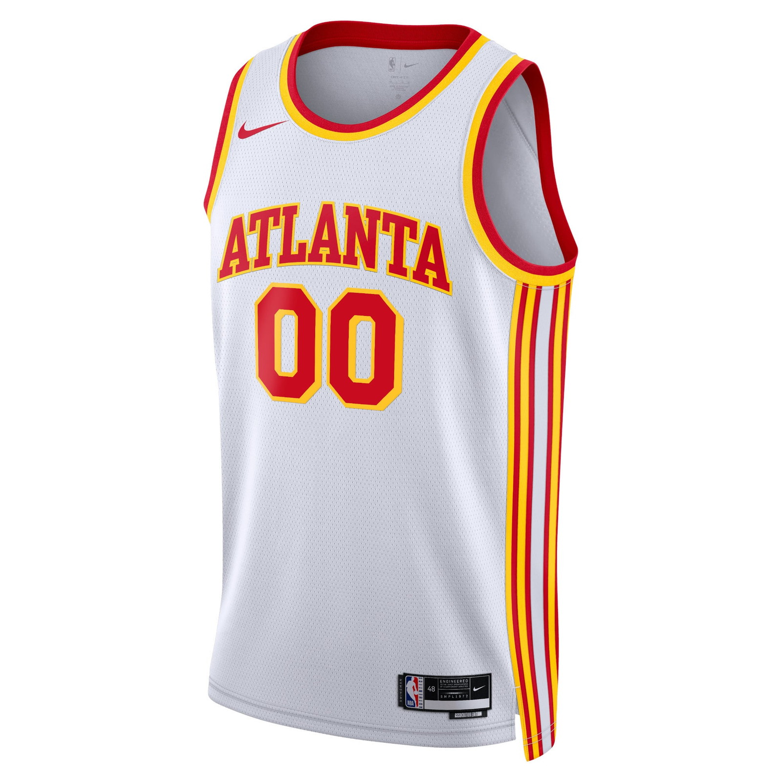 Atlanta Hawks Unisex Swingman Custom Jersey White Association Edition - front view