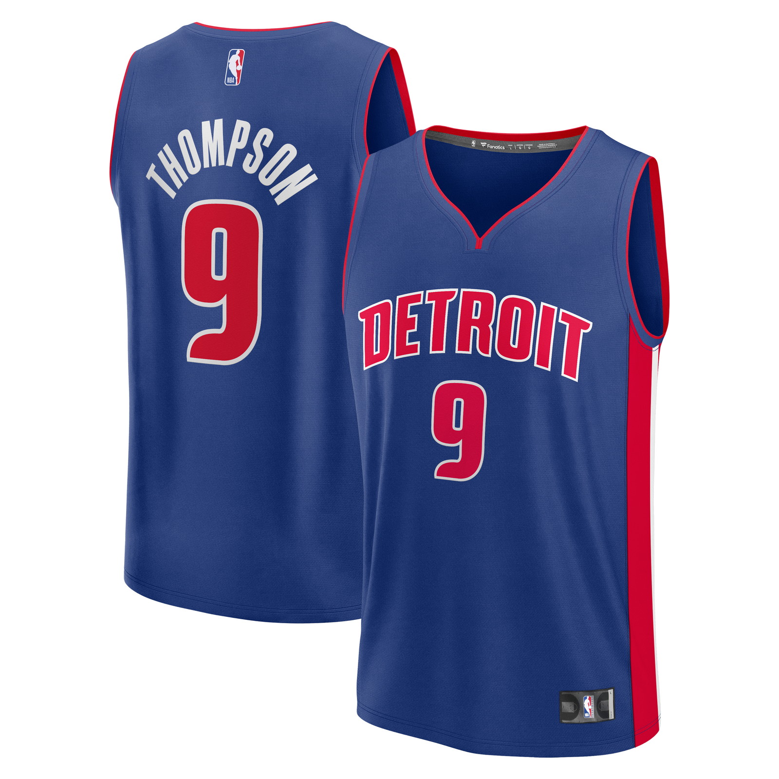 Ausar Thompson Detroit Pistons Fast Break Jersey Blue Icon Edition - front and back view