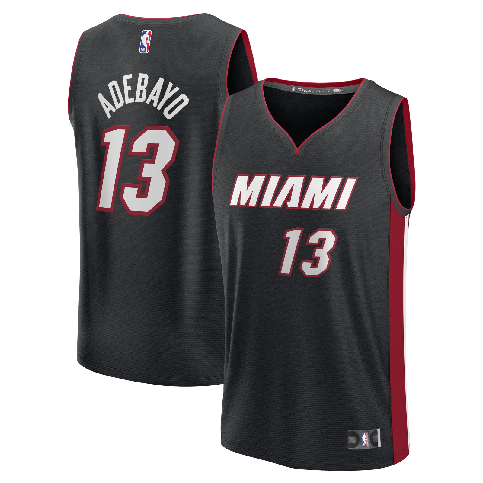 Bam Adebayo Miami Heat Fast Break Fan Version Jersey Icon Edition Black - front and back view