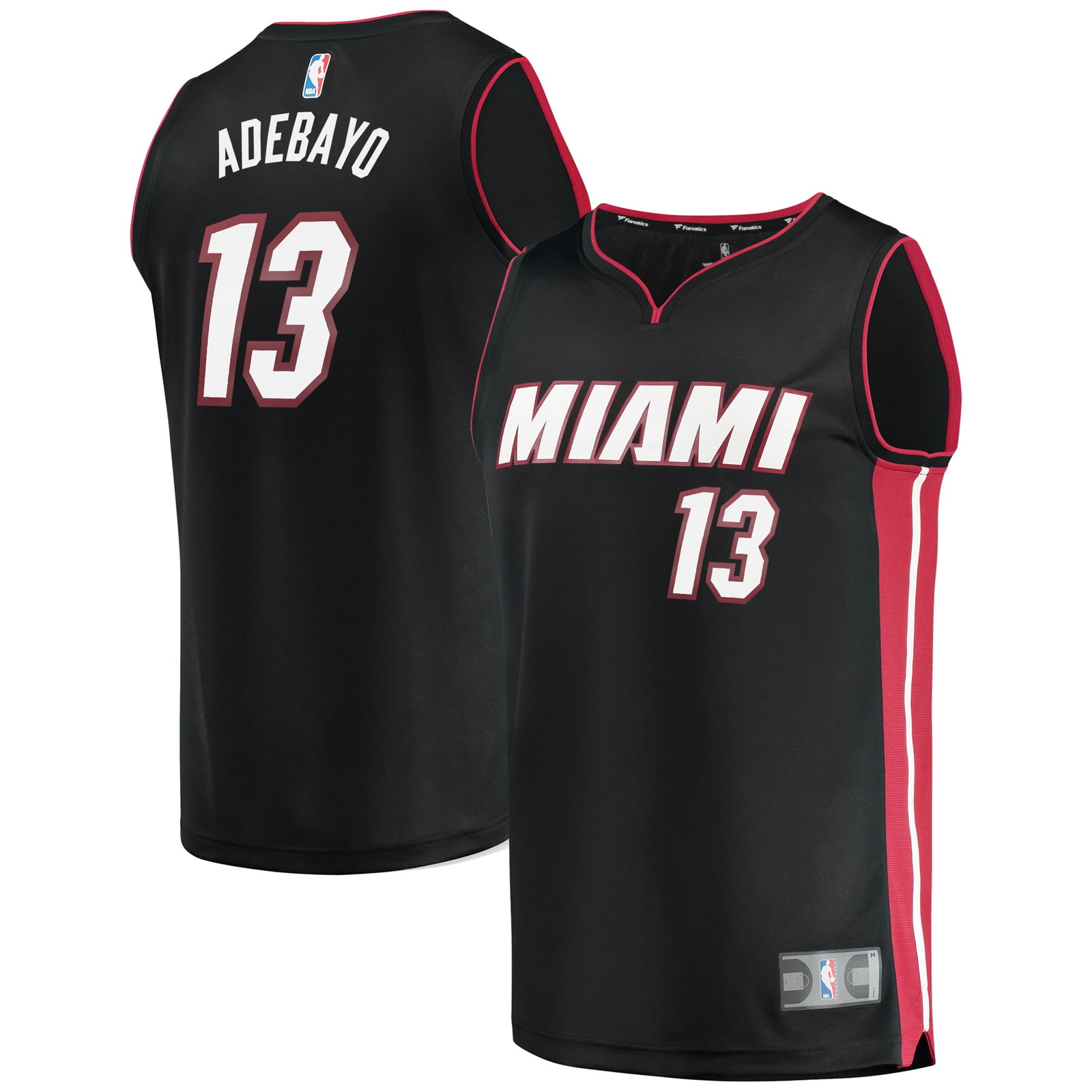 Bam Adebayo Miami Heat Fast Break Fan Version Player Jersey Icon Edition Black - front and back view