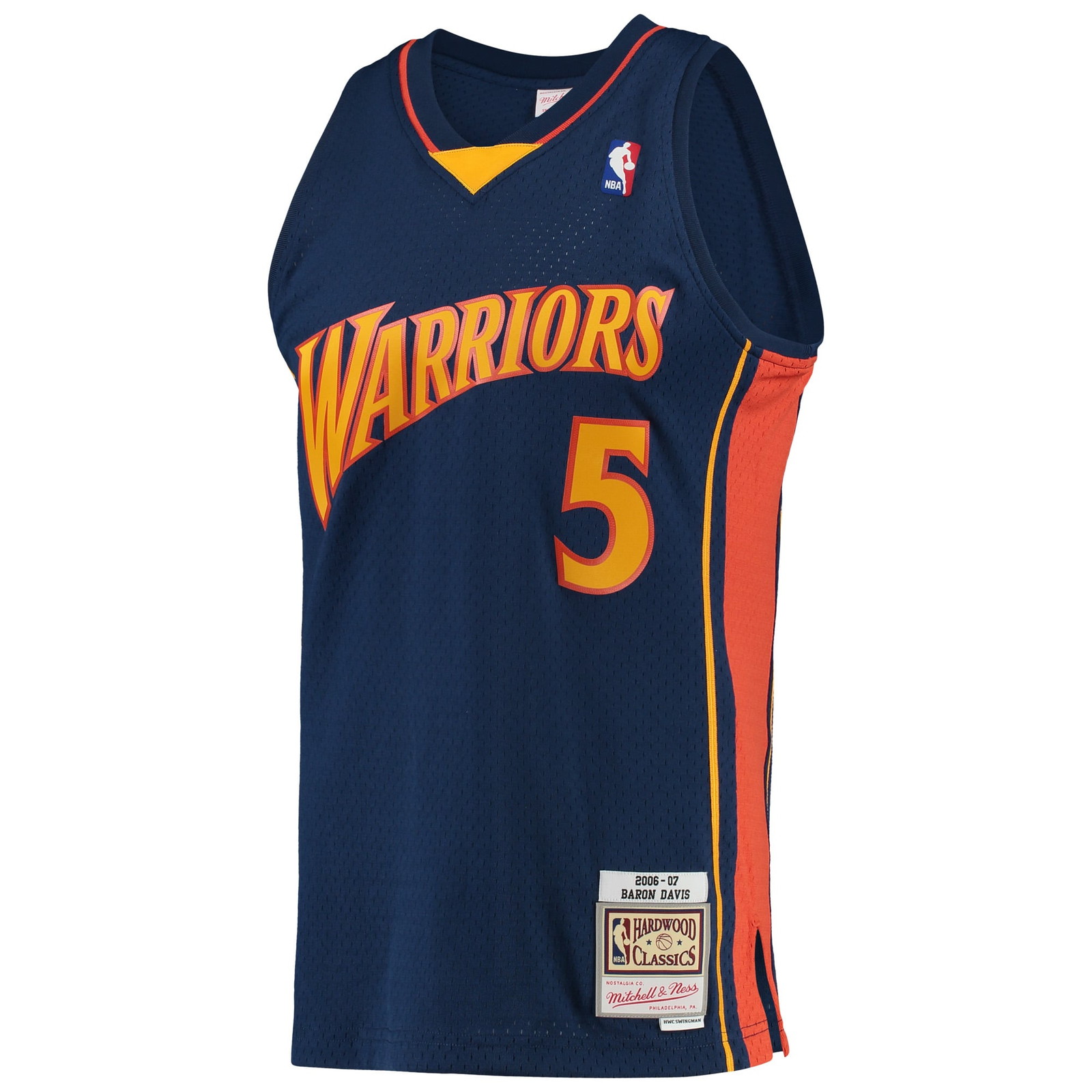 Baron Davis Golden State Warriors 2006/07 Hardwood Classics Swingman Jersey Navy - front view