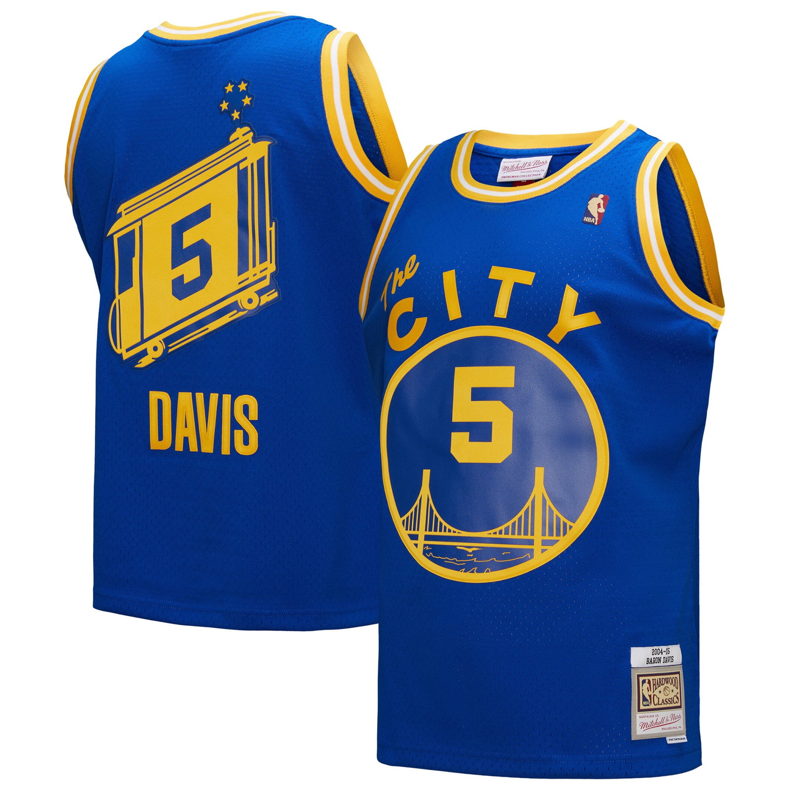 Baron Davis Golden State Warriors Hardwood Classics 2004/05 Swingman Jersey - front and back view