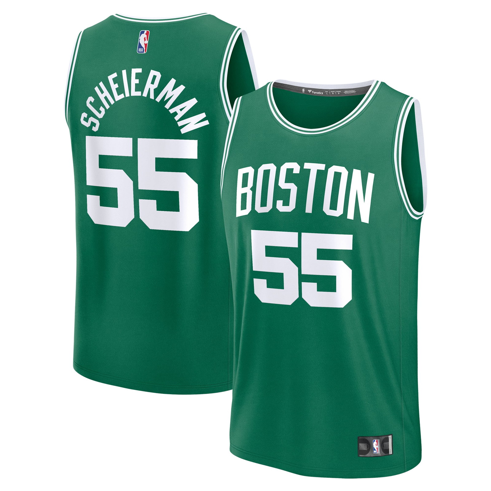 Baylor Scheierman Boston Celtics Youth 2024 NBA Draft Fast Break Player - front and back view