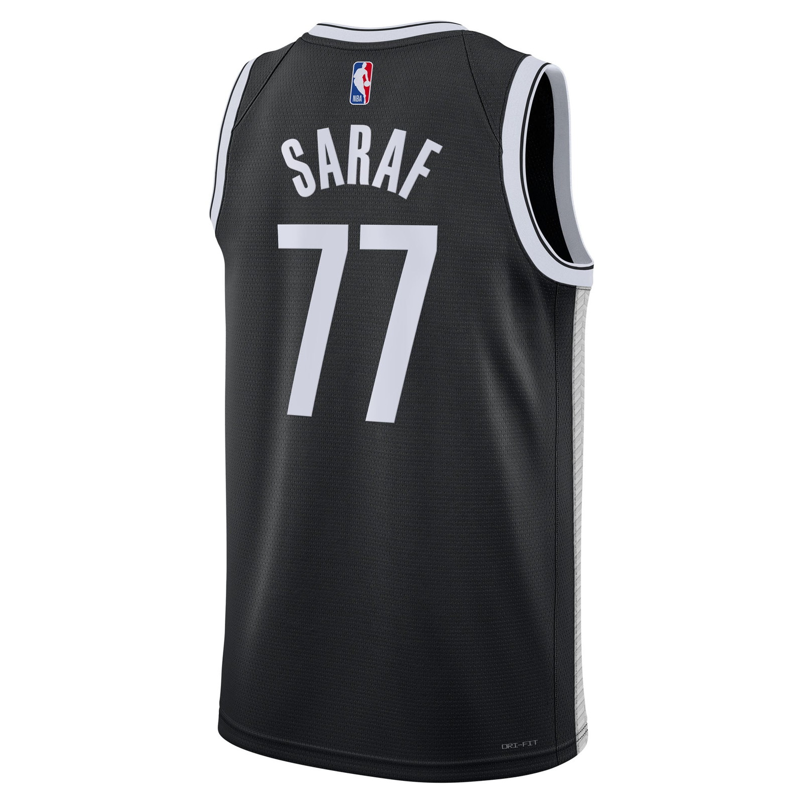 Ben Saraf Brooklyn Nets Unisex Swingman Badge Jersey Black Icon Edition - back view