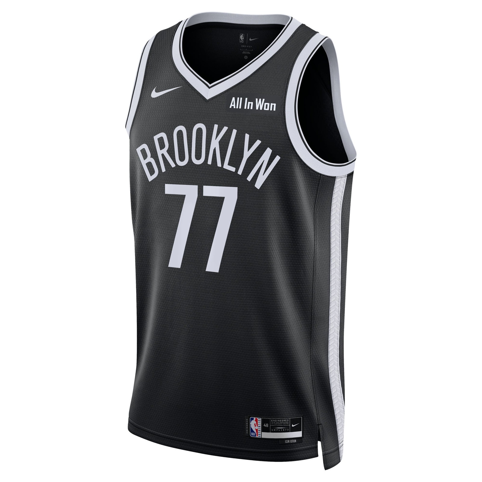 Ben Saraf Brooklyn Nets Unisex Swingman Badge Jersey Black Icon Edition - front view