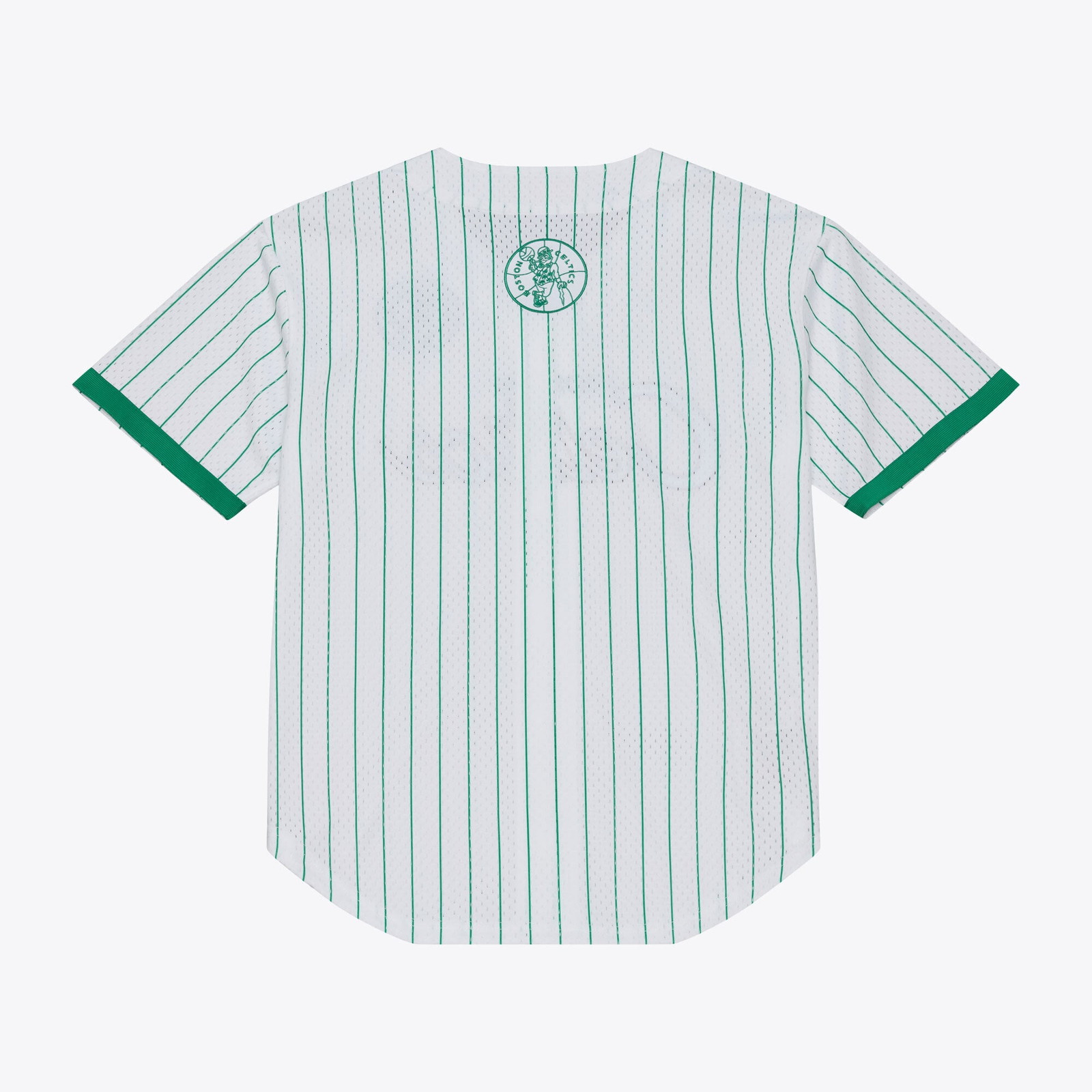Boston Celtics Head Coach Pinstripe Mesh Full-Button Baseball Jersey White - front view