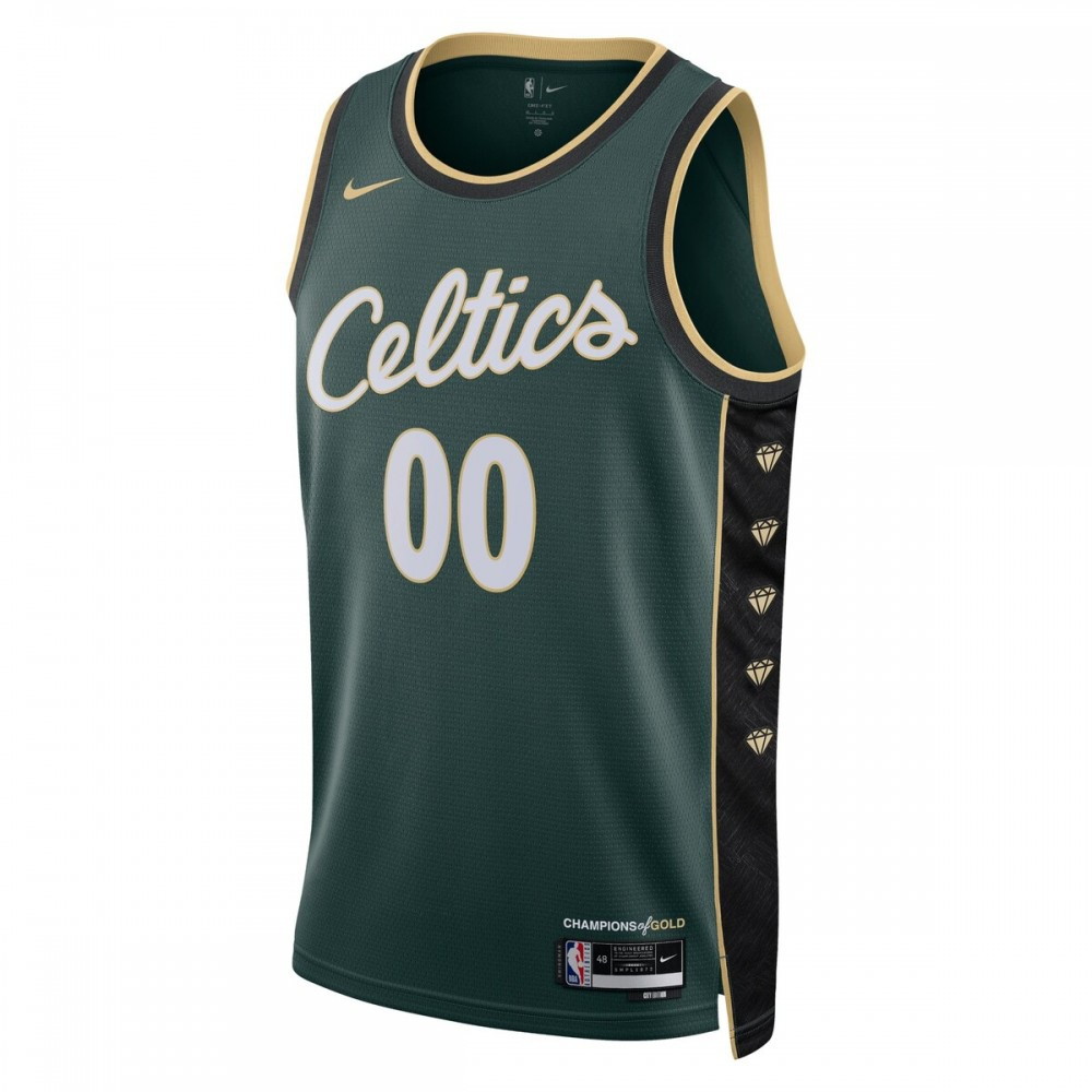 Boston Celtics Unisex 2022/23 Swingman Custom Jersey City Edition Kelly Green - second front view
