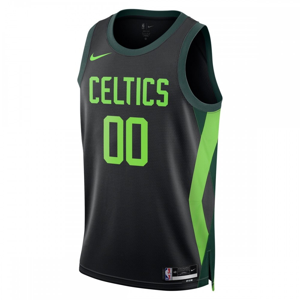 Boston Celtics Unisex 2024/25 Custom Swingman Jersey City Edition Black - second front view