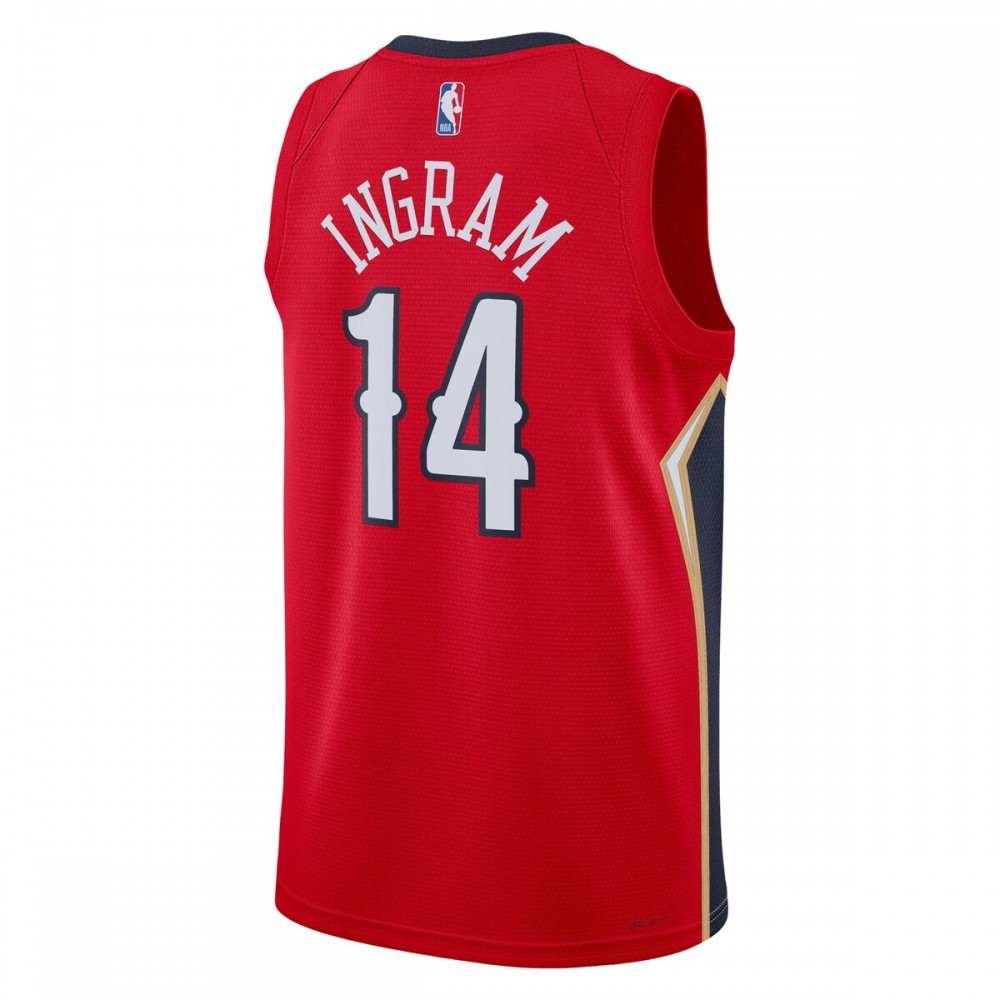Brandon Ingram New Orleans Pelicans 2022/23 Statement Edition Swingman Jersey Red - back view