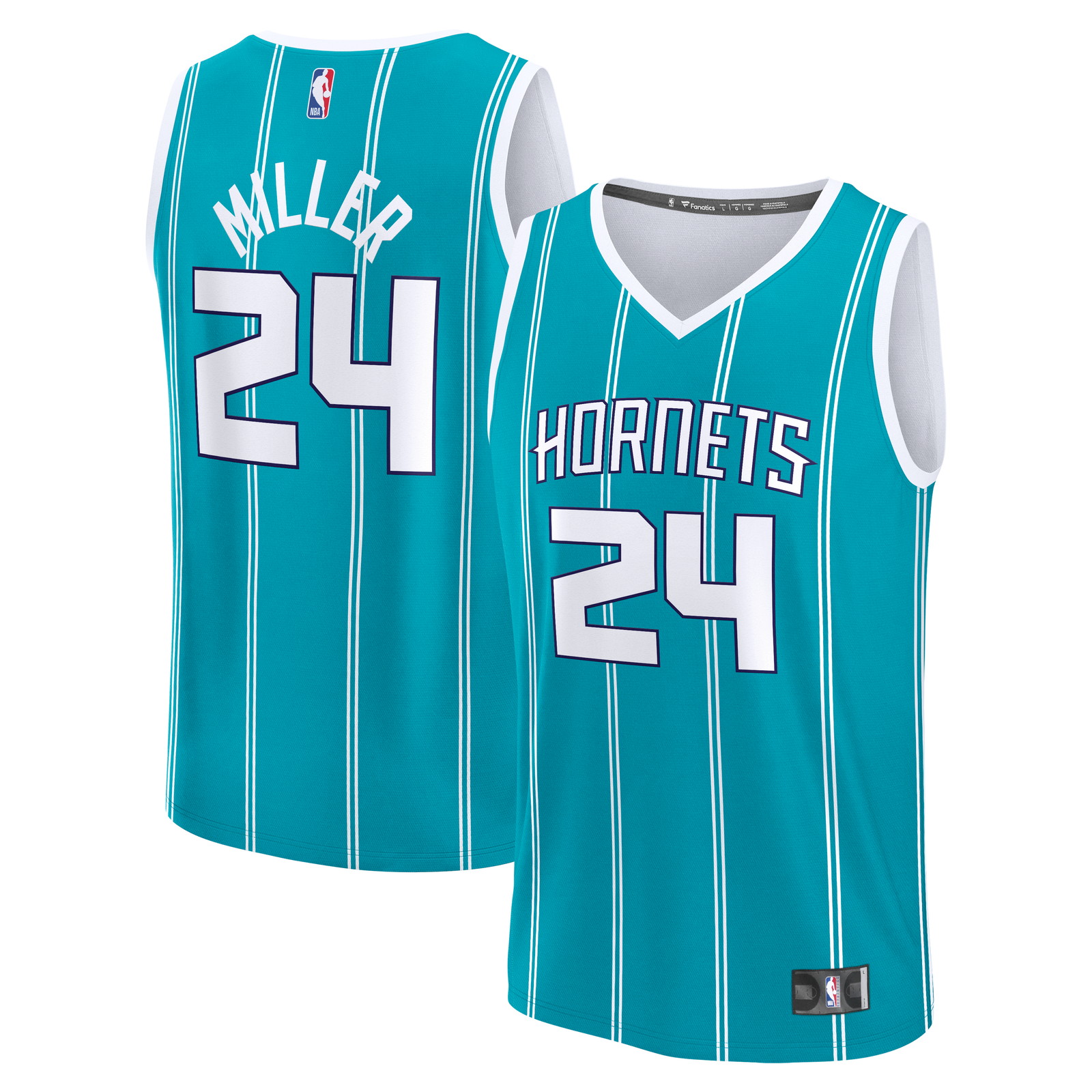 Brandon Miller Charlotte Hornets Youth Fast Break Fan Version Jersey Teal - front and back view