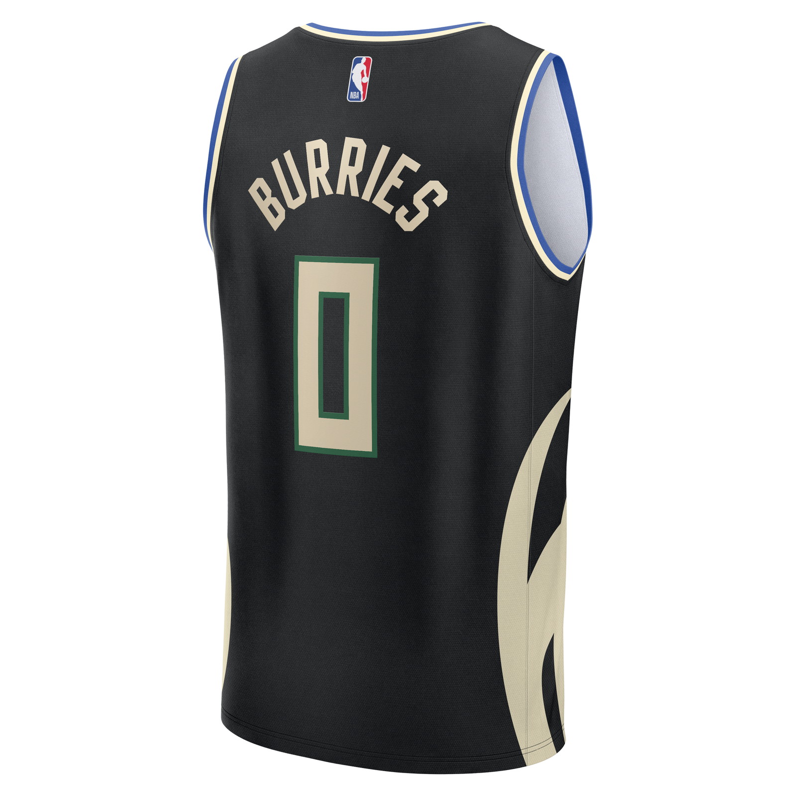 Brayden Burries Milwaukee Bucks Youth Fast Break Fan Version Jersey Black Statement - back view