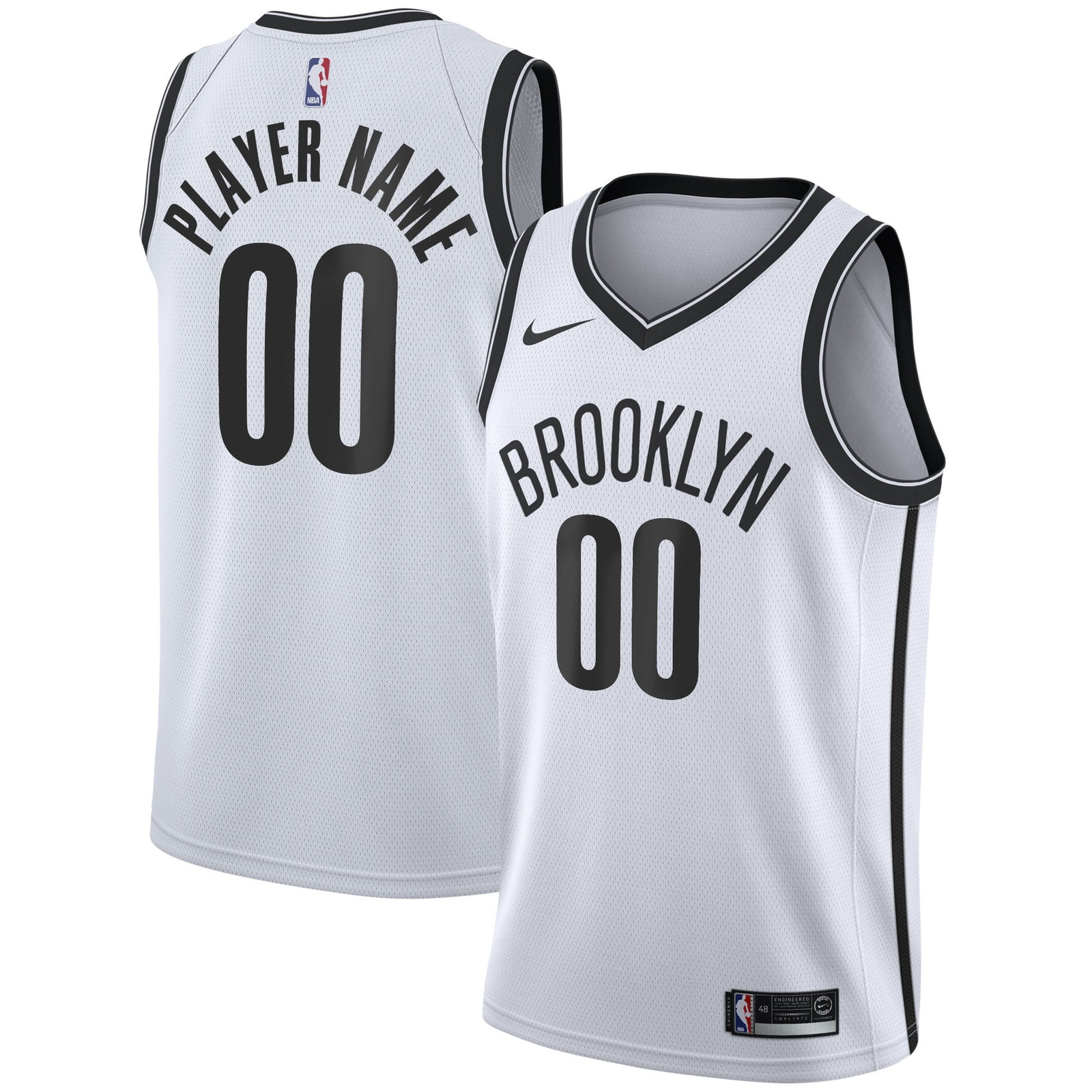 Brooklyn Nets 2020/21 Swingman Custom Jersey Association Edition White - front and back view
