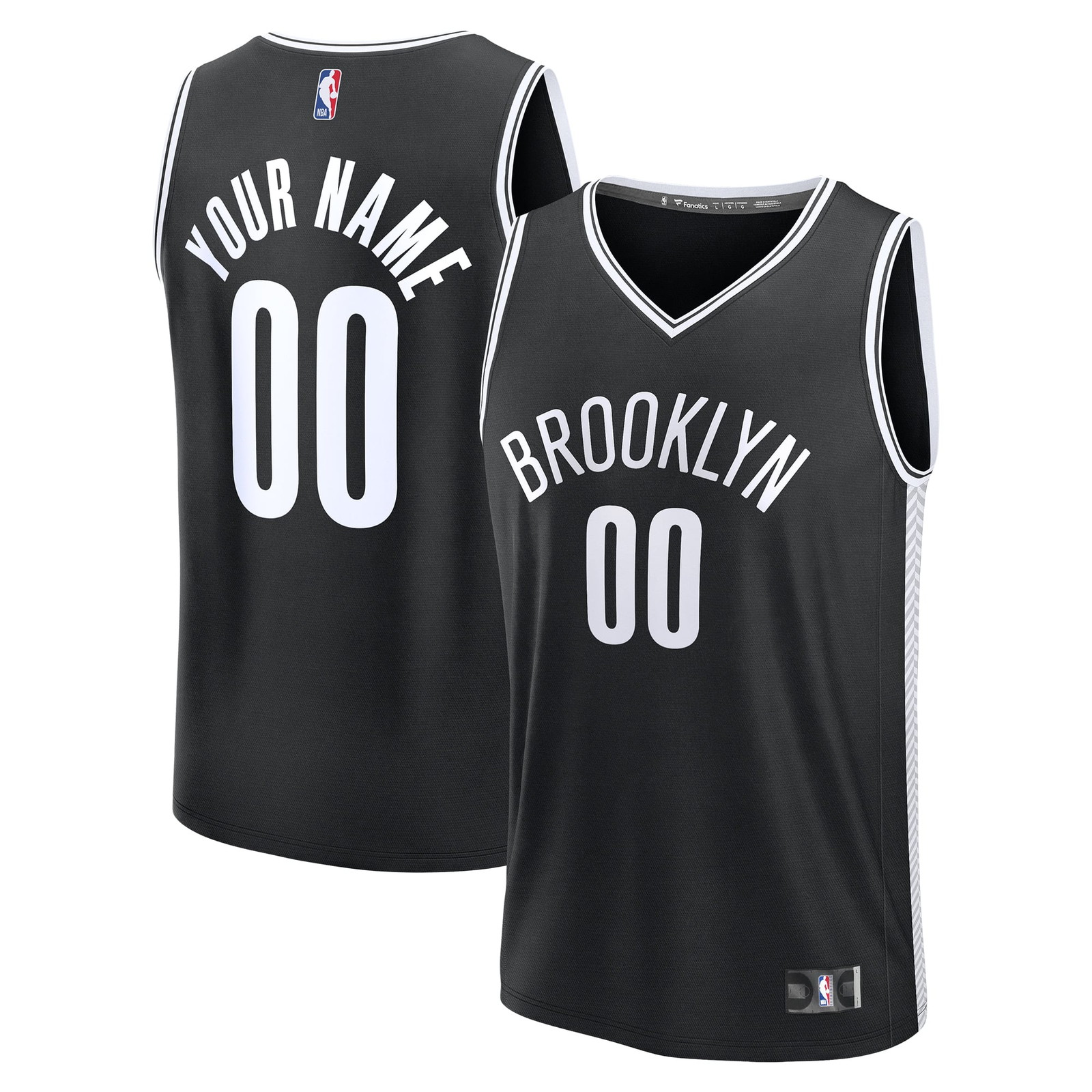 Brooklyn Nets Fast Break Custom Jersey Icon Edition Black - front and back view