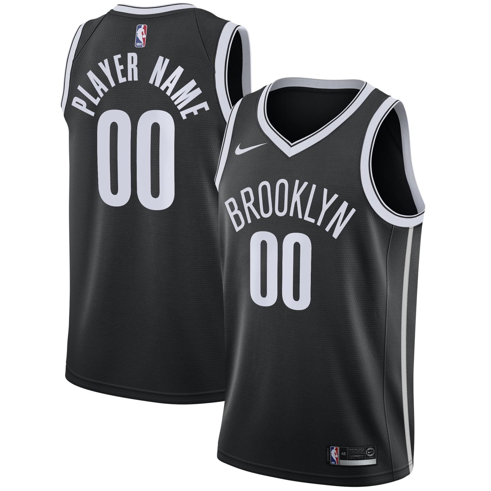 Brooklyn Nets Swingman Custom Jersey Black Icon Edition - front and back view