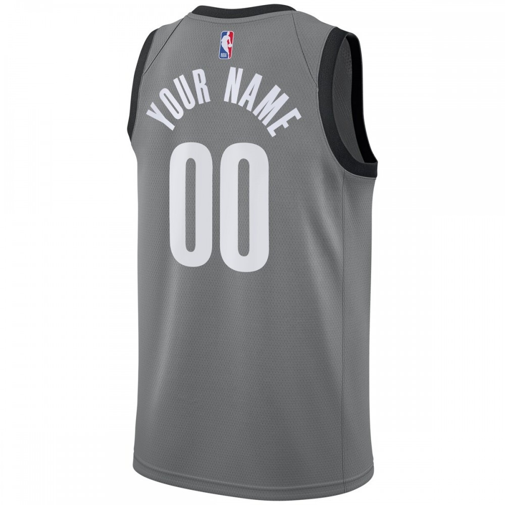Brooklyn Nets Swingman Custom Jersey Statement Edition Gray - back view