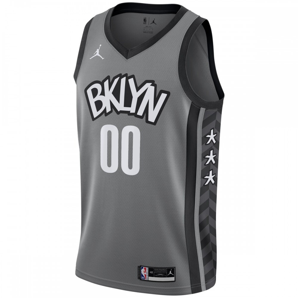 Brooklyn Nets Swingman Custom Jersey Statement Edition Gray - second front view