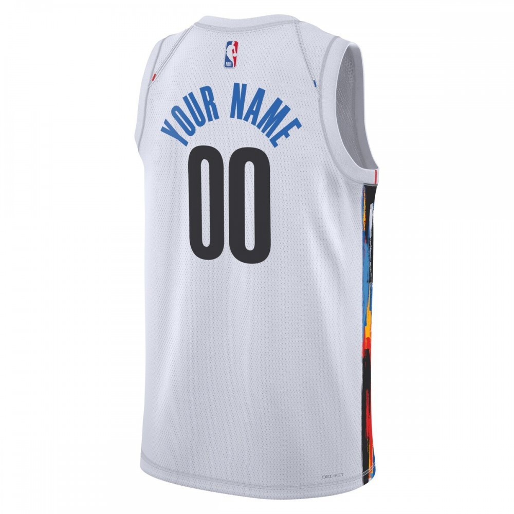 Brooklyn Nets Unisex 2022/23 Swingman Custom Jersey City Edition White - back view