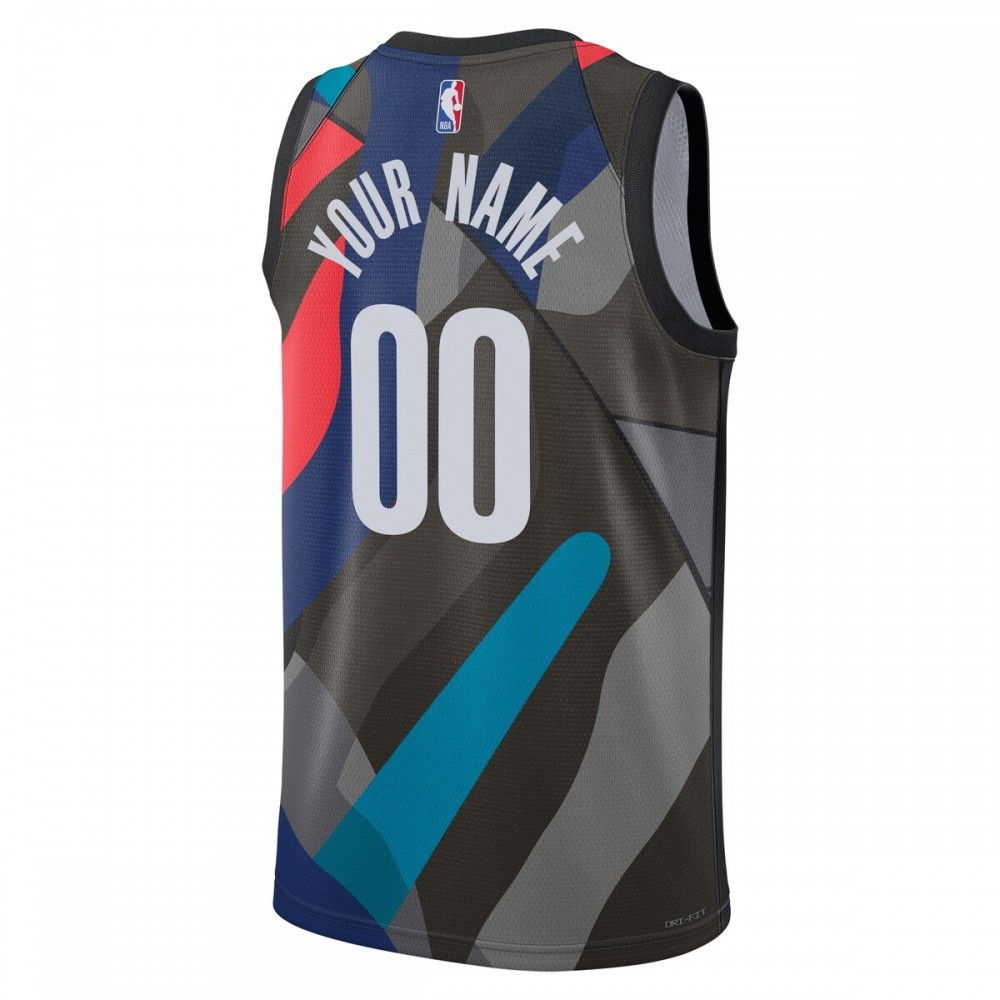 Brooklyn Nets Unisex 2023/24 Custom Swingman Jersey Black City Edition - back view