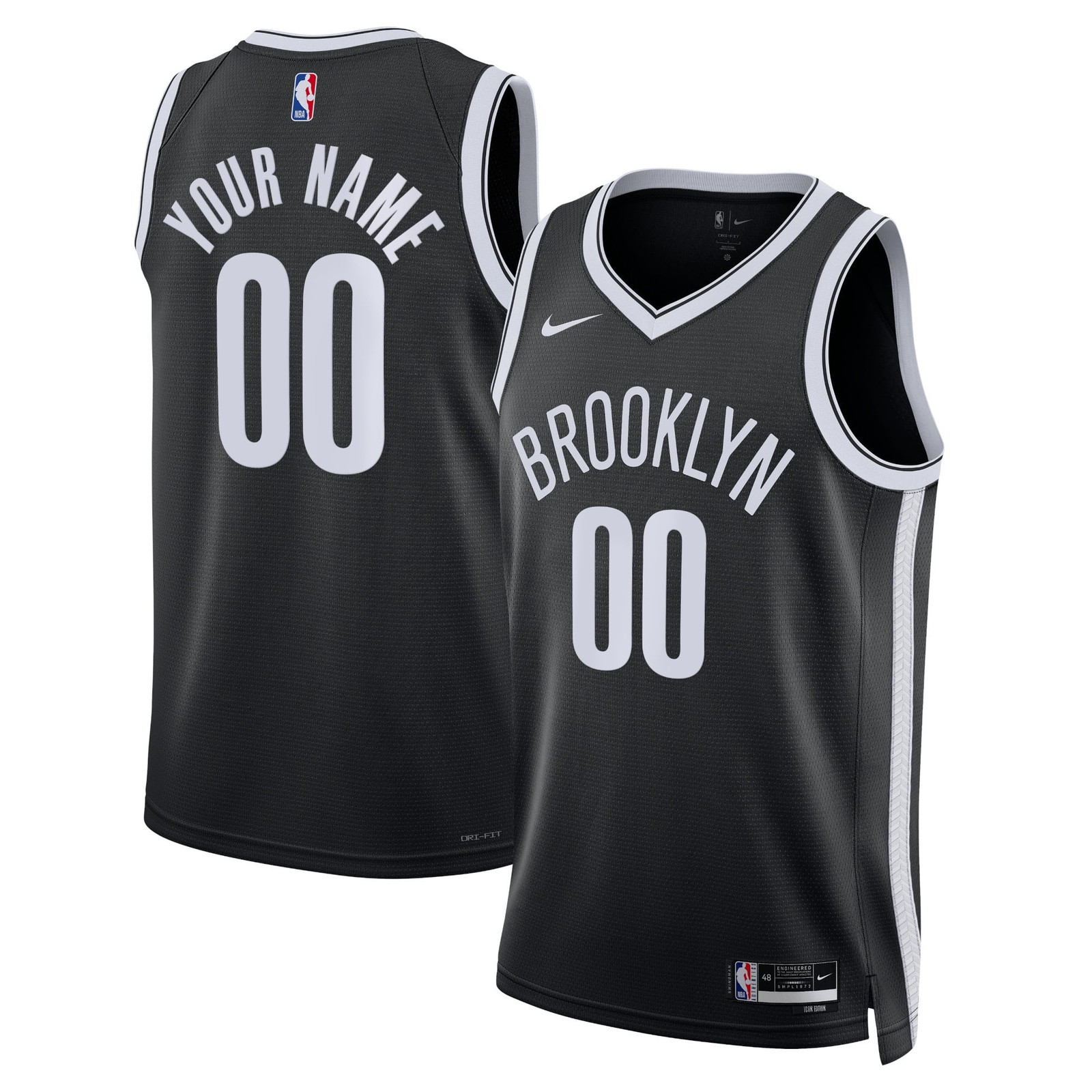 Brooklyn Nets Unisex Swingman Custom Jersey Black Icon Edition - front and back view