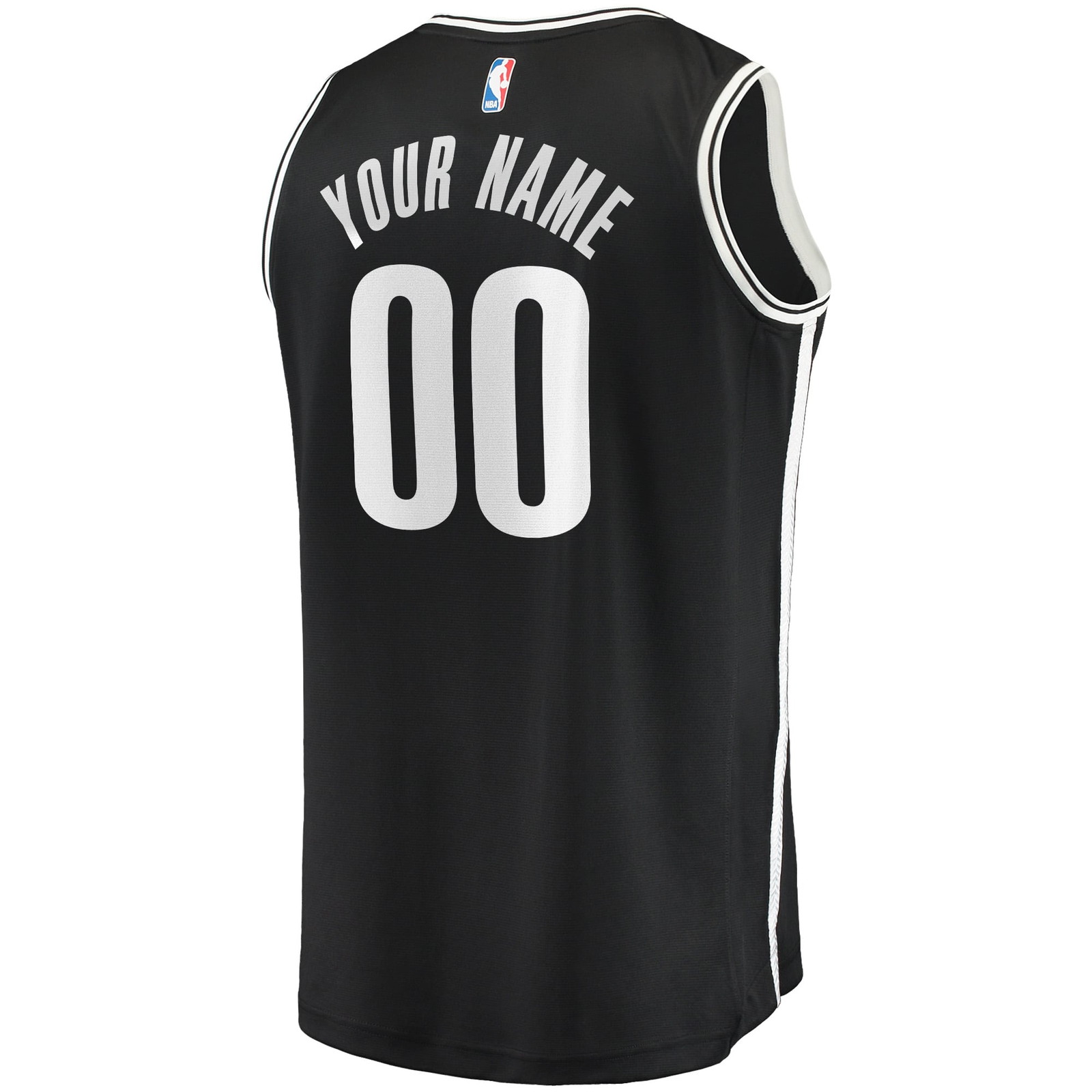 Brooklyn Nets Youth Fast Break Custom Fan Version Jersey Black Icon Edition - back view
