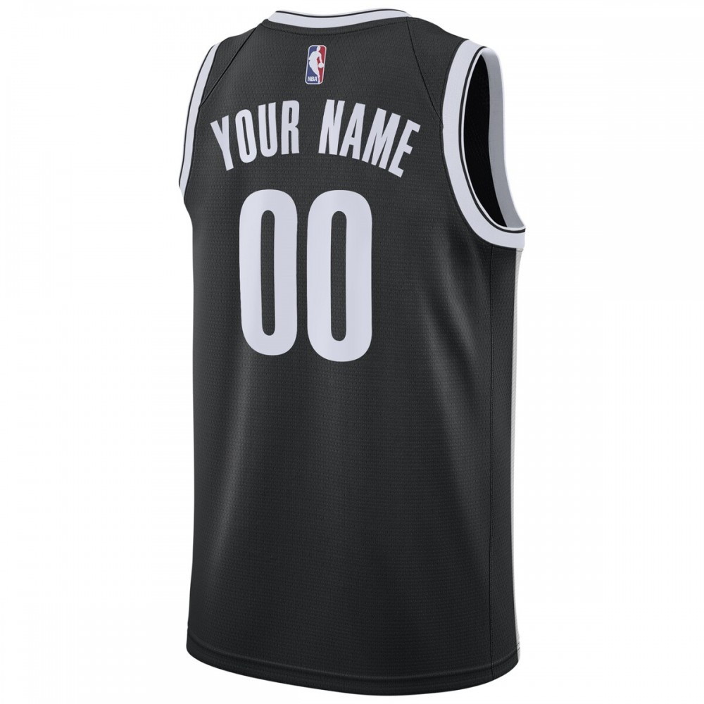 Brooklyn Nets Youth Swingman Custom Jersey Black Icon Edition - back view