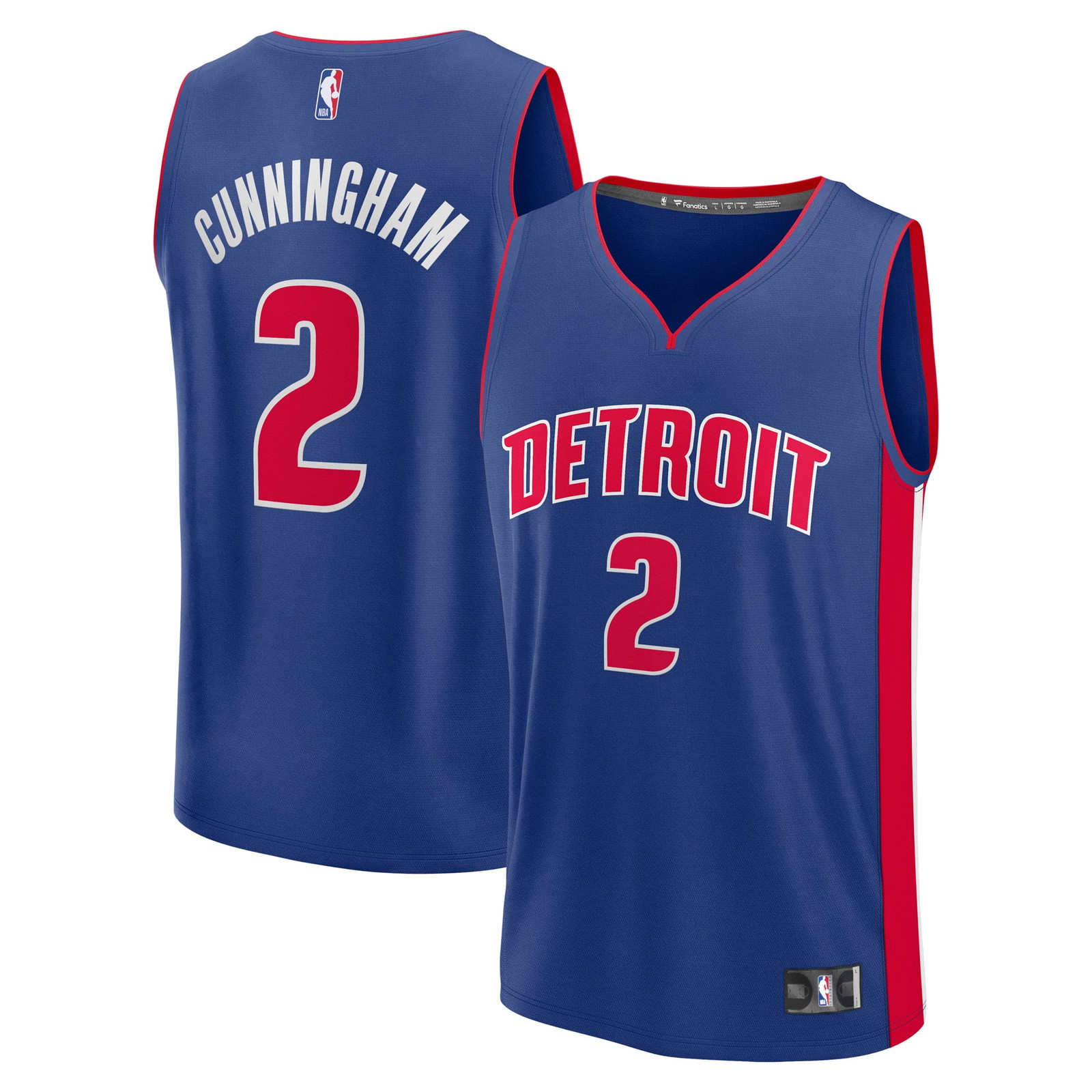 Cade Cunningham Detroit Pistons Fast Break Fan Version Player Jersey Icon - front and back view